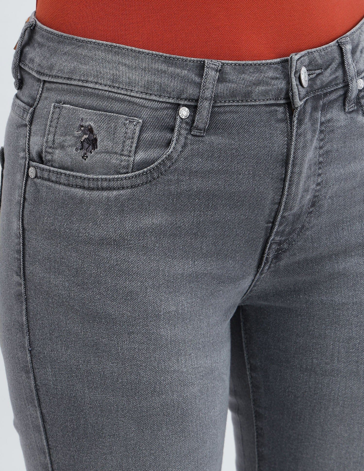 Slim Fit Mid Rise Jeans Grey - U.S. Polo Assn. India | Large