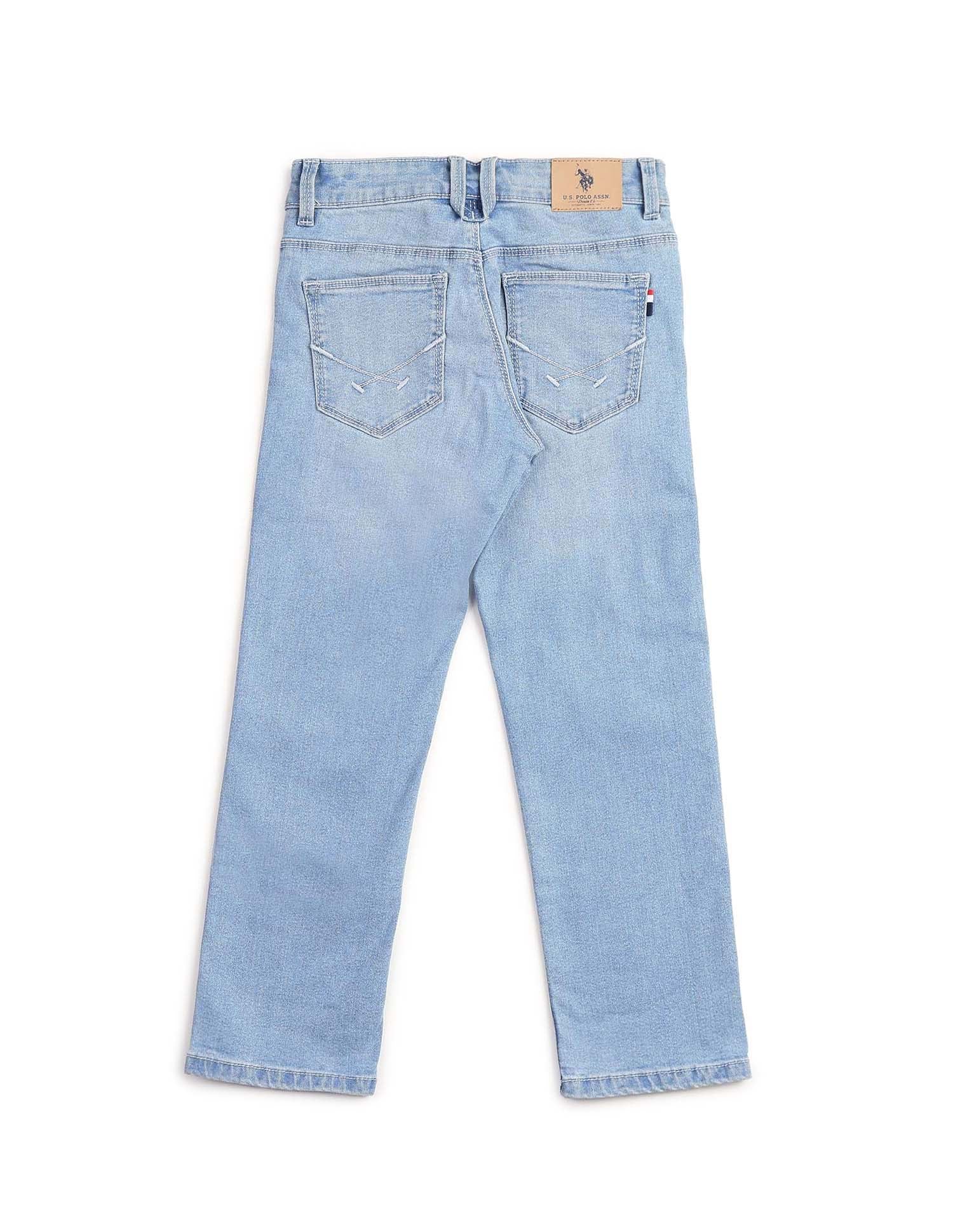 Boys Relaxed Fit Blue Jeans Light Blue - U.S. POLO ASSN. | Large