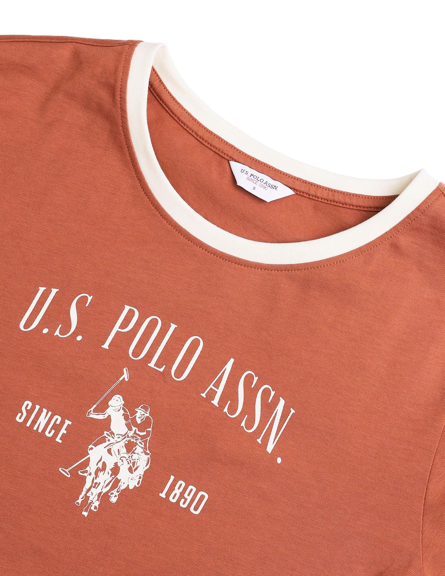 Brand Printed Regular Fit T-Shirt Rust - U.S. Polo Assn. India | Large