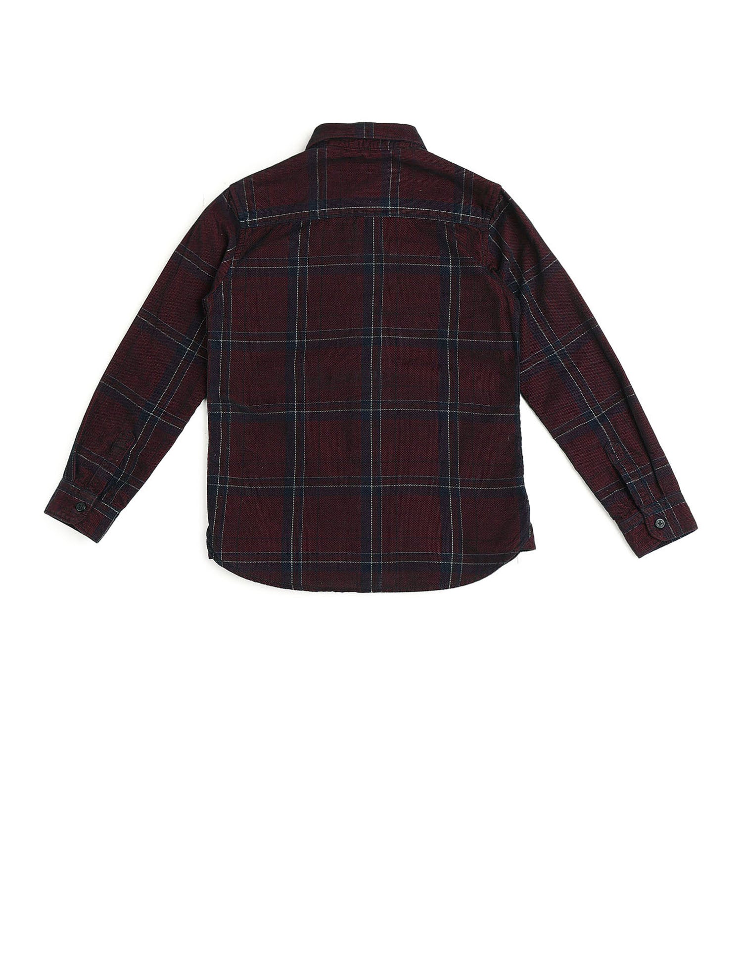 Boys Grid Tattersall Checked Corduroy Shirt Dark Maroon - U.S. POLO ASSN. | Large