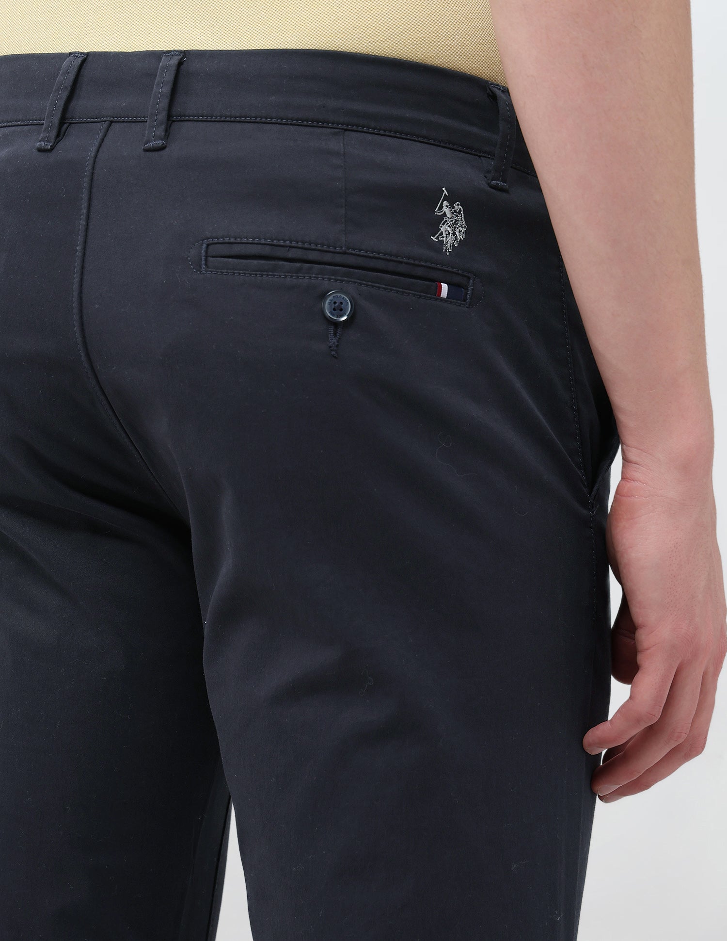 Austin Slim Fit Satin Trousers Navy - U.S. Polo Assn. India | Large