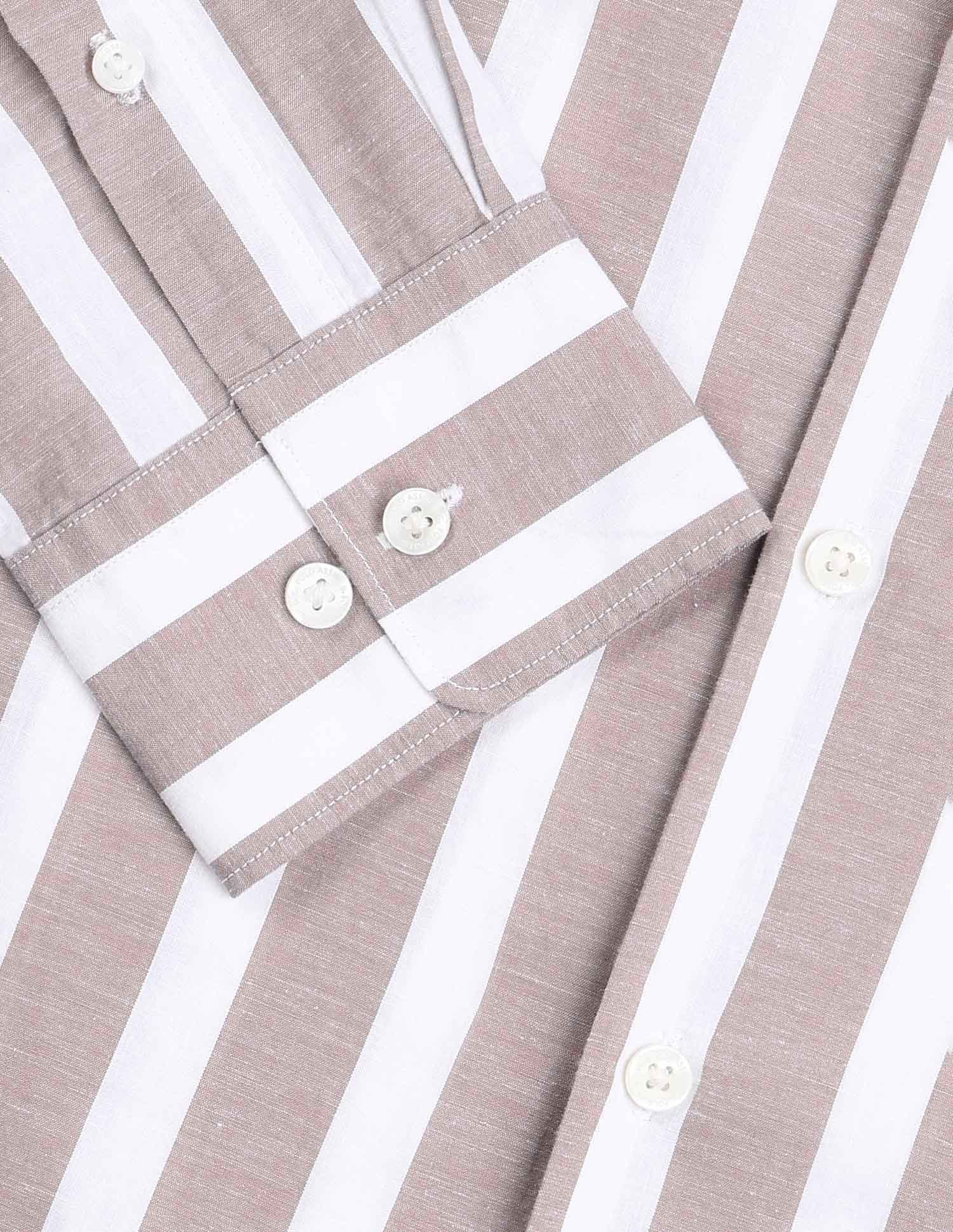 Vertical Striped Pure Cotton Shirt Choco - U.S. Polo Assn. India | Large