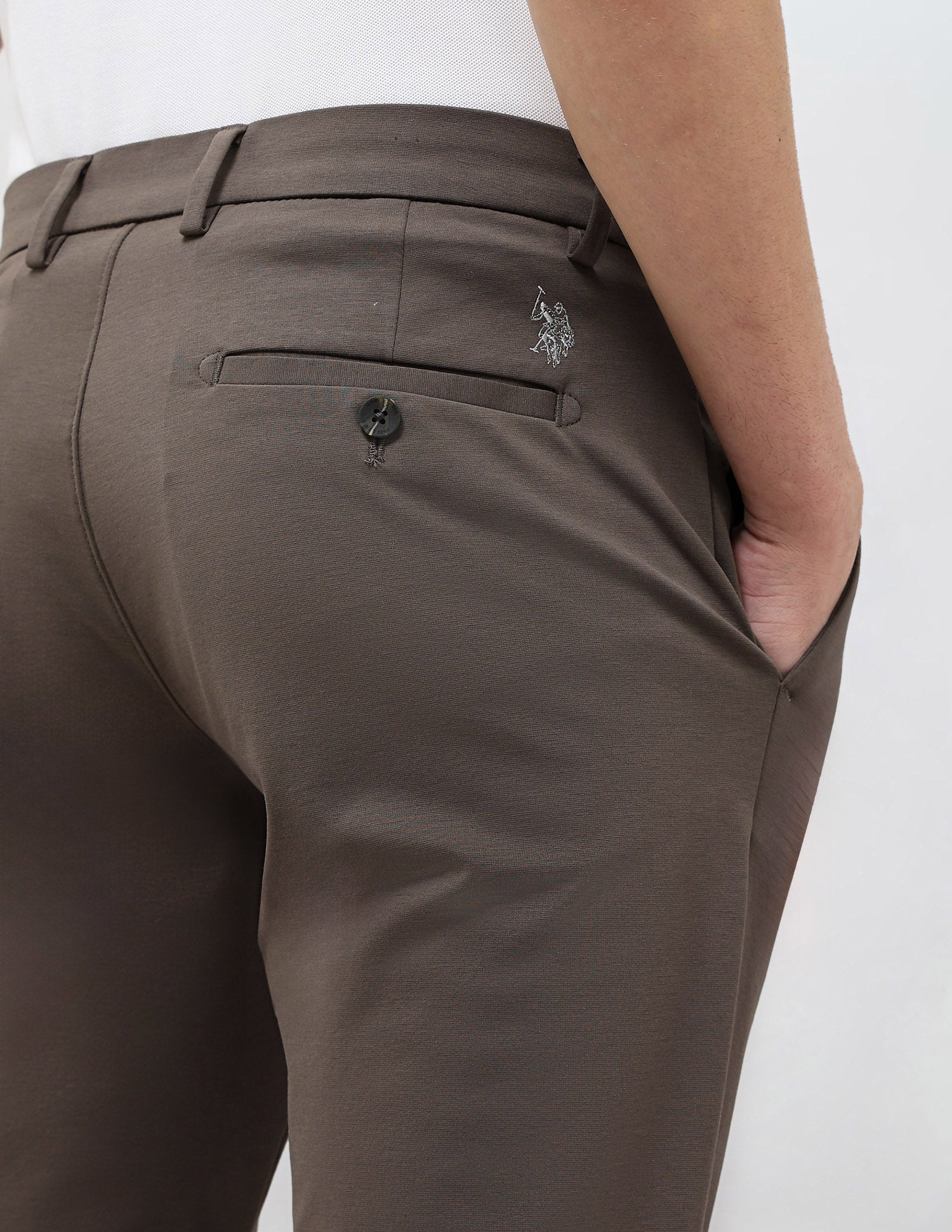 Satin Slim Fit Trousers Brown - U.S. Polo Assn. India | Large