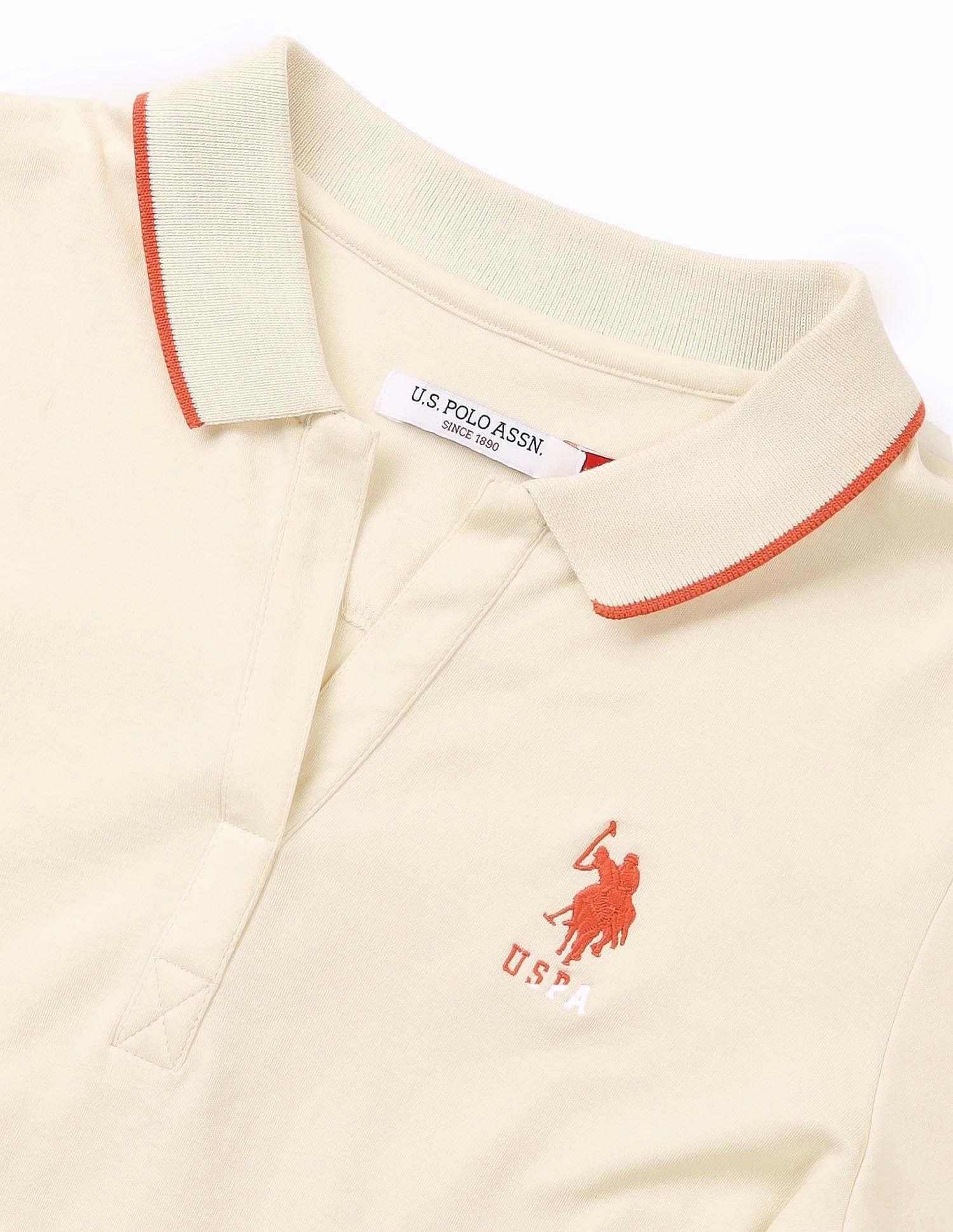 Tipped Collar Regular Fit Polo Shirt Ecru - U.S. POLO ASSN. | Large
