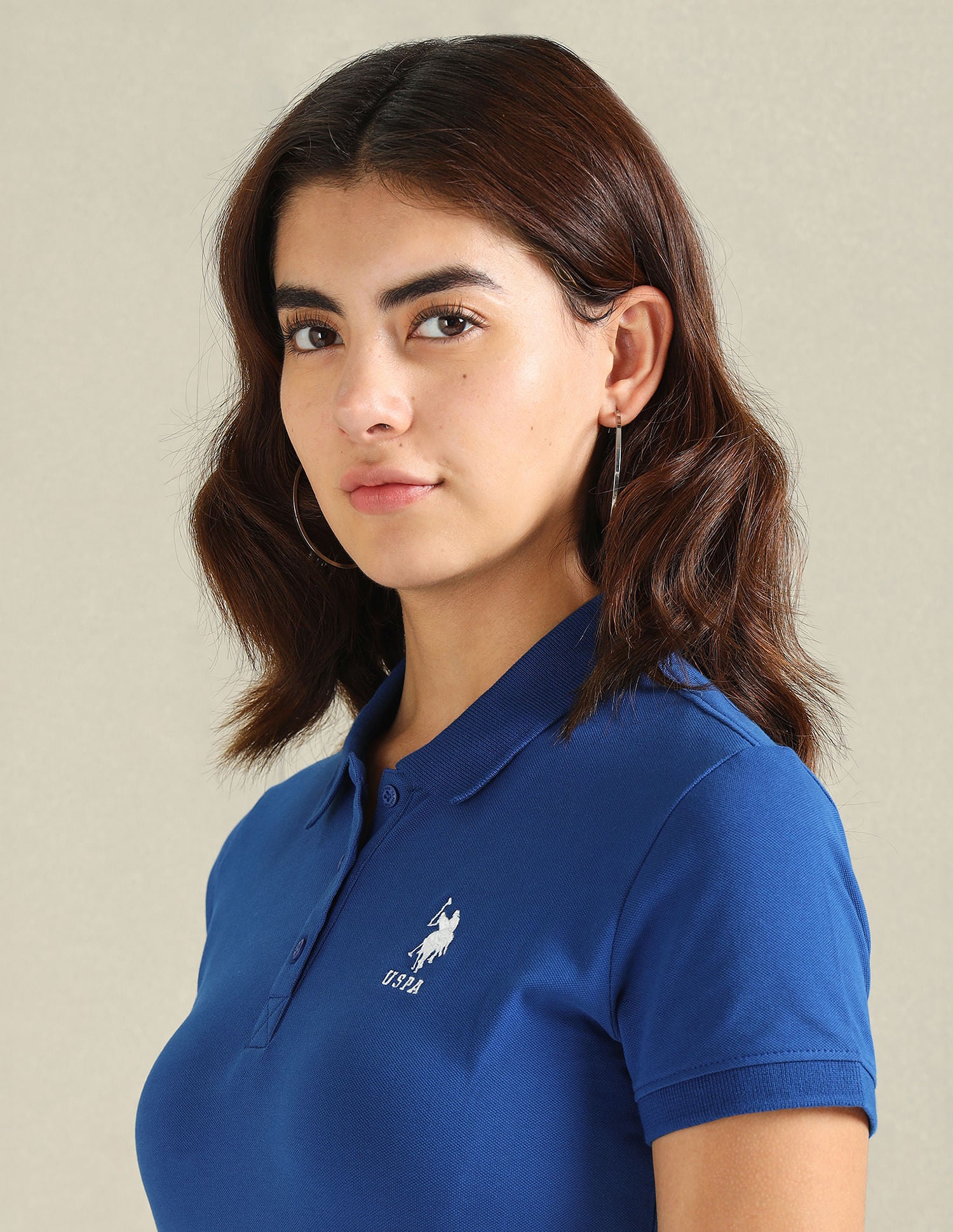 Cotton Stretch Logo Polo Shirt Blue - U.S. POLO ASSN. | Large