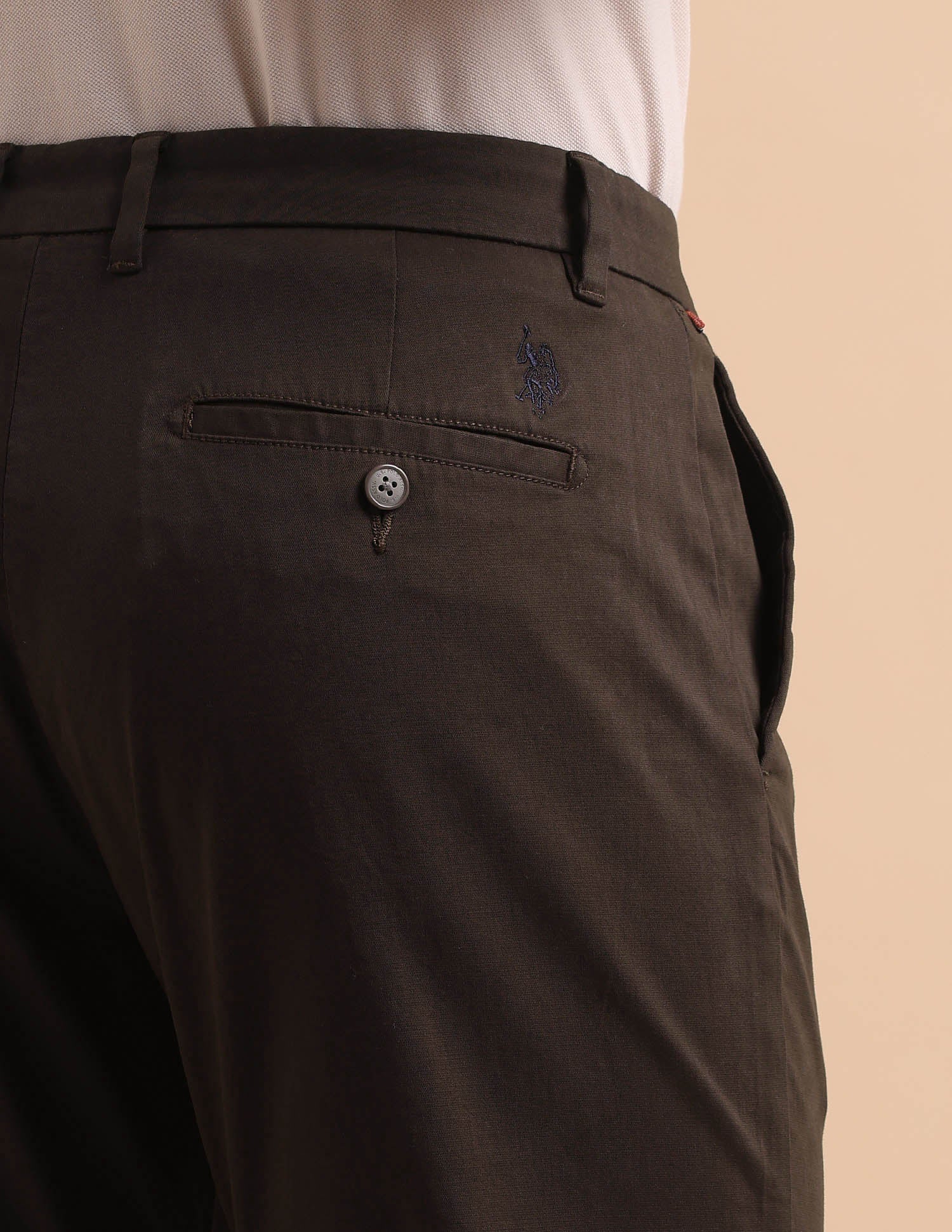 Satin Slim Fit Trousers Brown - U.S. POLO ASSN. | Large