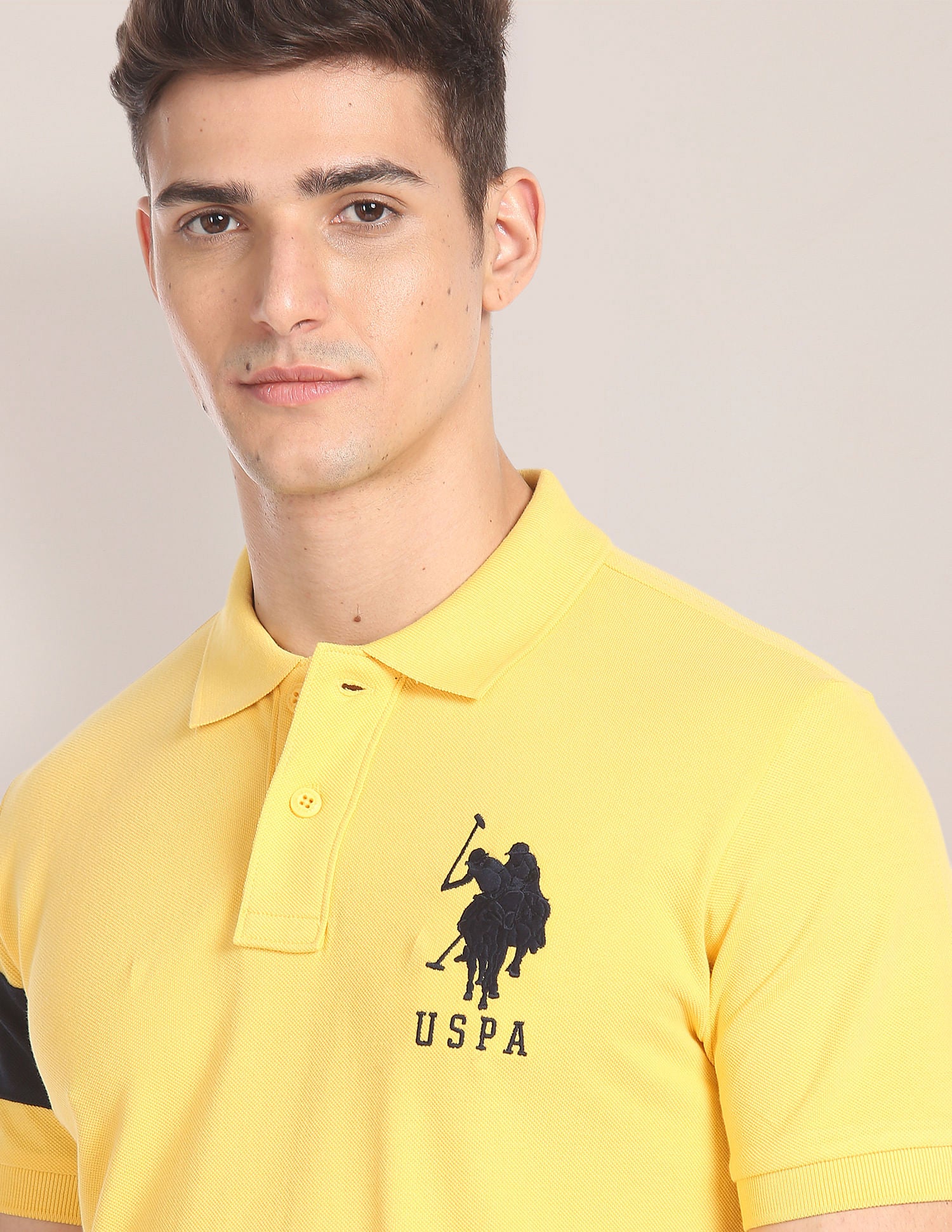 Logo Detail Pique Polo Shirt Mustard - U.S. POLO ASSN. | Large