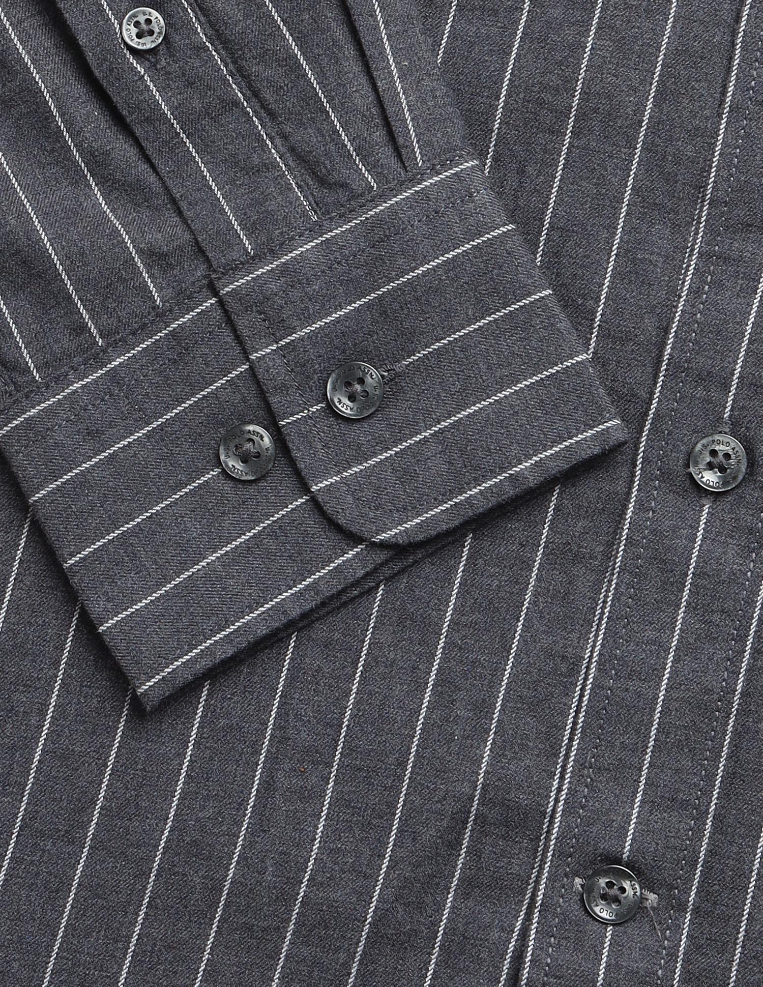 Twill Vertical Striped Shirt Dark Grey - U.S. Polo Assn. India | Large