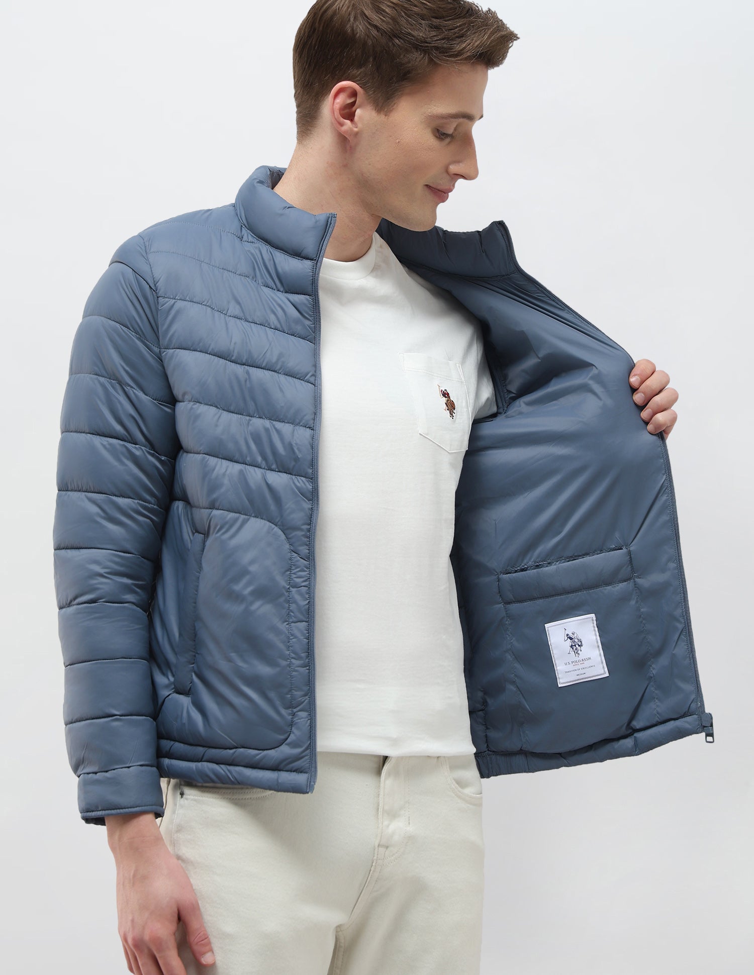 Packable Puffer Jacket Blue - U.S. Polo Assn. India | Large