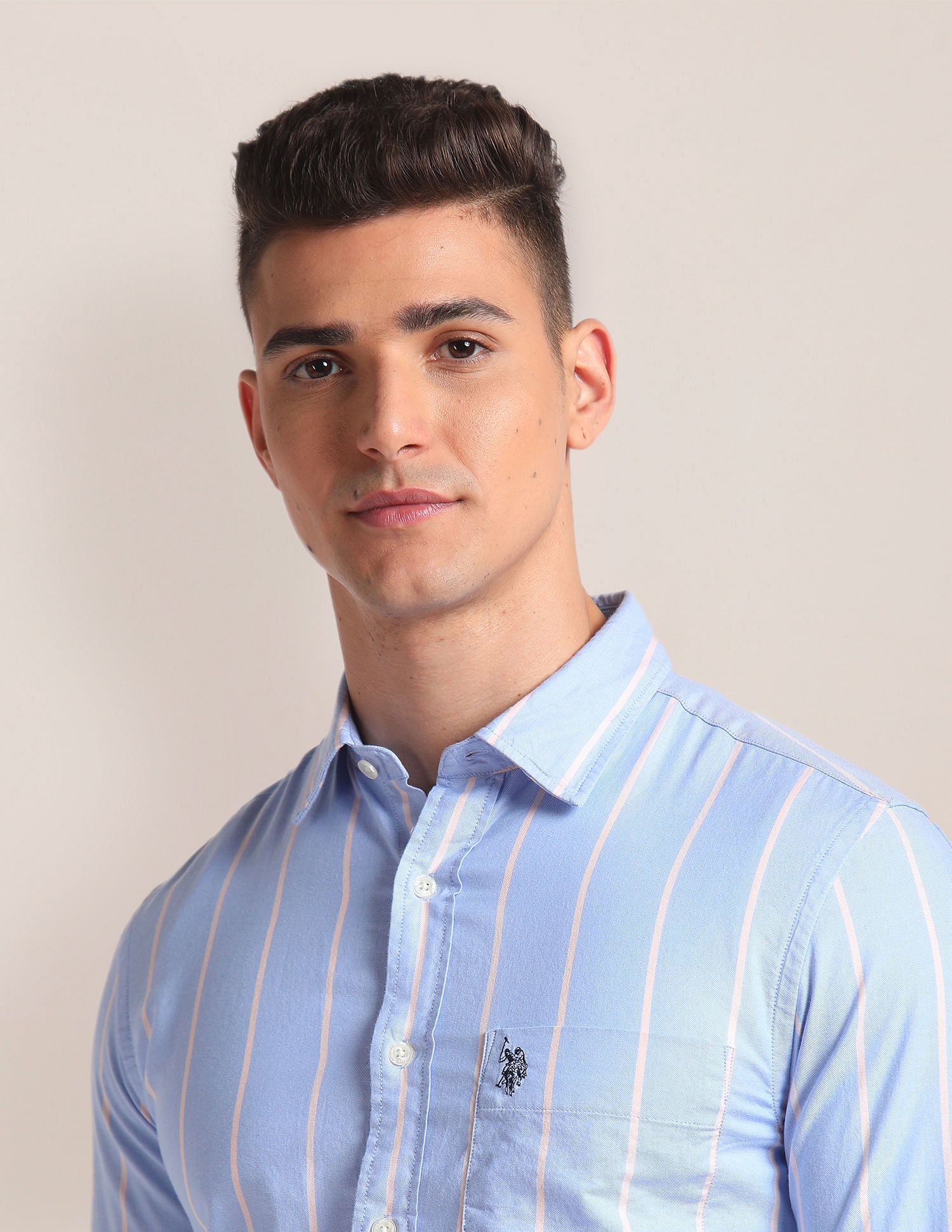 Premium Cotton Dobby Shirt Blue - U.S. Polo Assn. India | Large