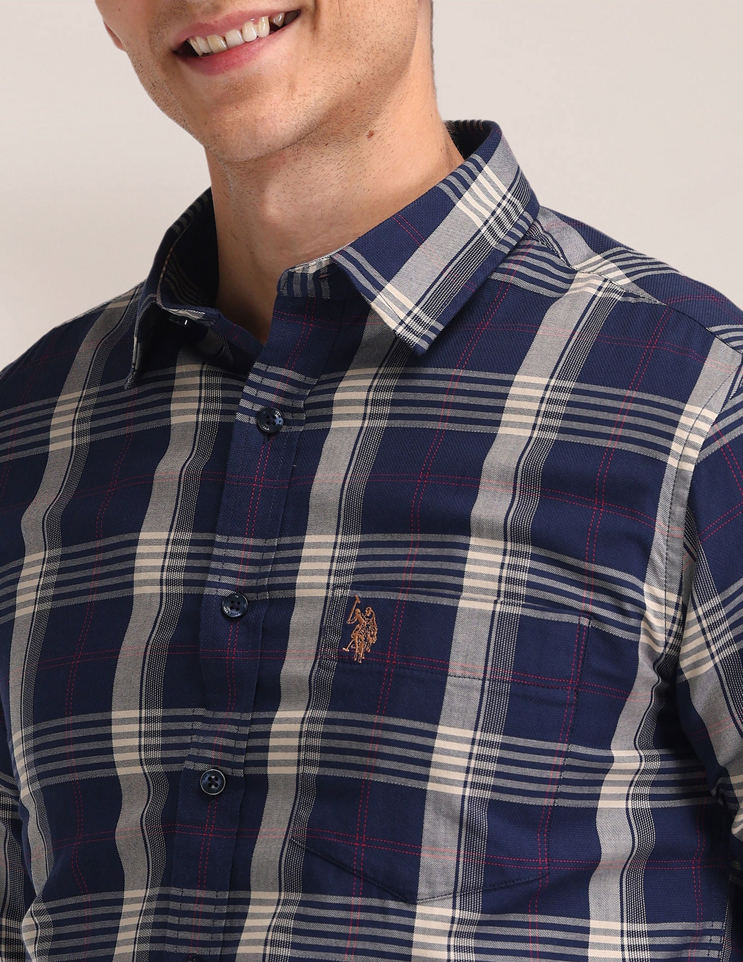 Tartan Check Tailored Fit Shirt Navy - U.S. Polo Assn. India | Large