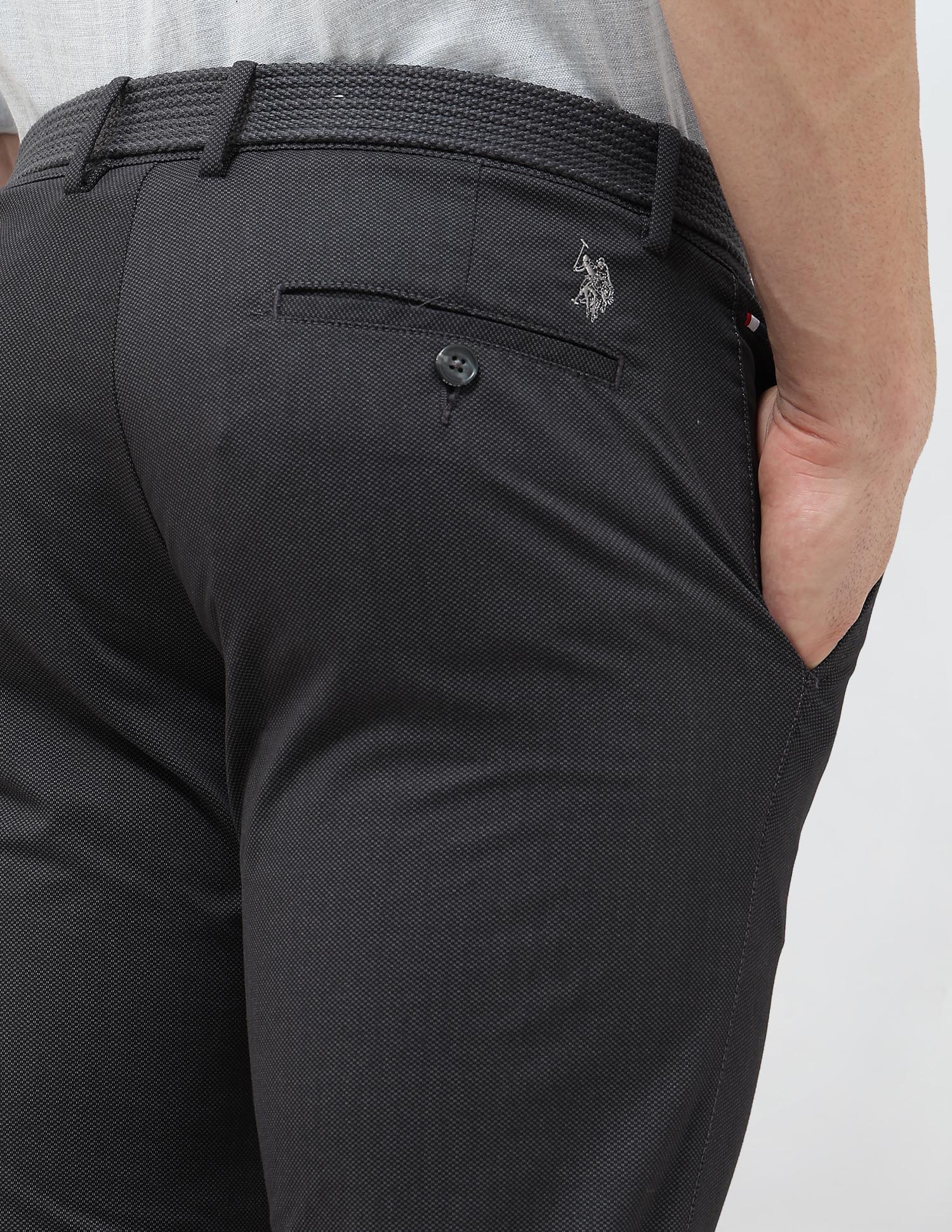 Denver Slim Fit Satin Trousers Charcoal - U.S. POLO ASSN. | Large