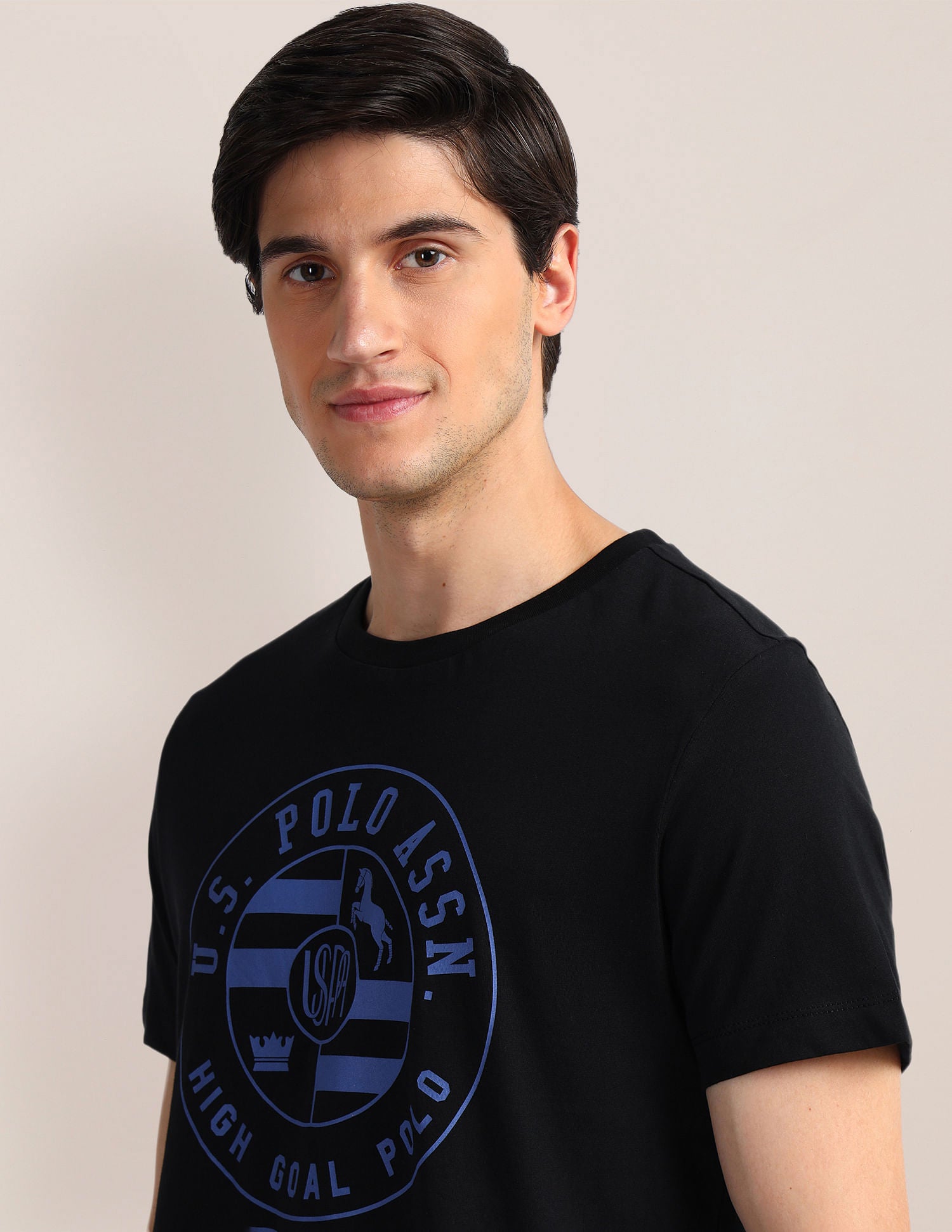 Brand Print Slim Fit T-Shirt Black - U.S. Polo Assn. India | Large