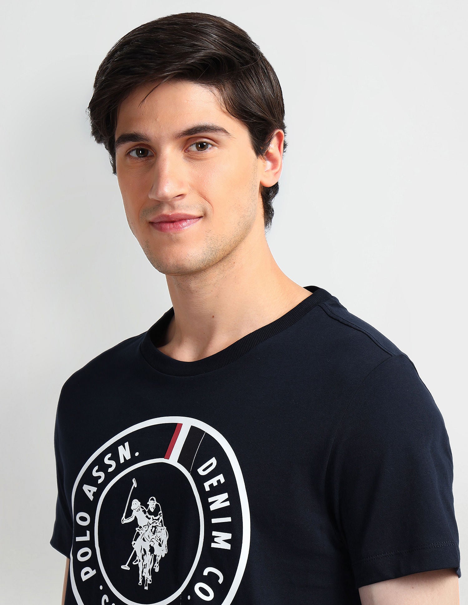 Brand Print Cotton T-Shirt Dark Navy - U.S. POLO ASSN. | Large