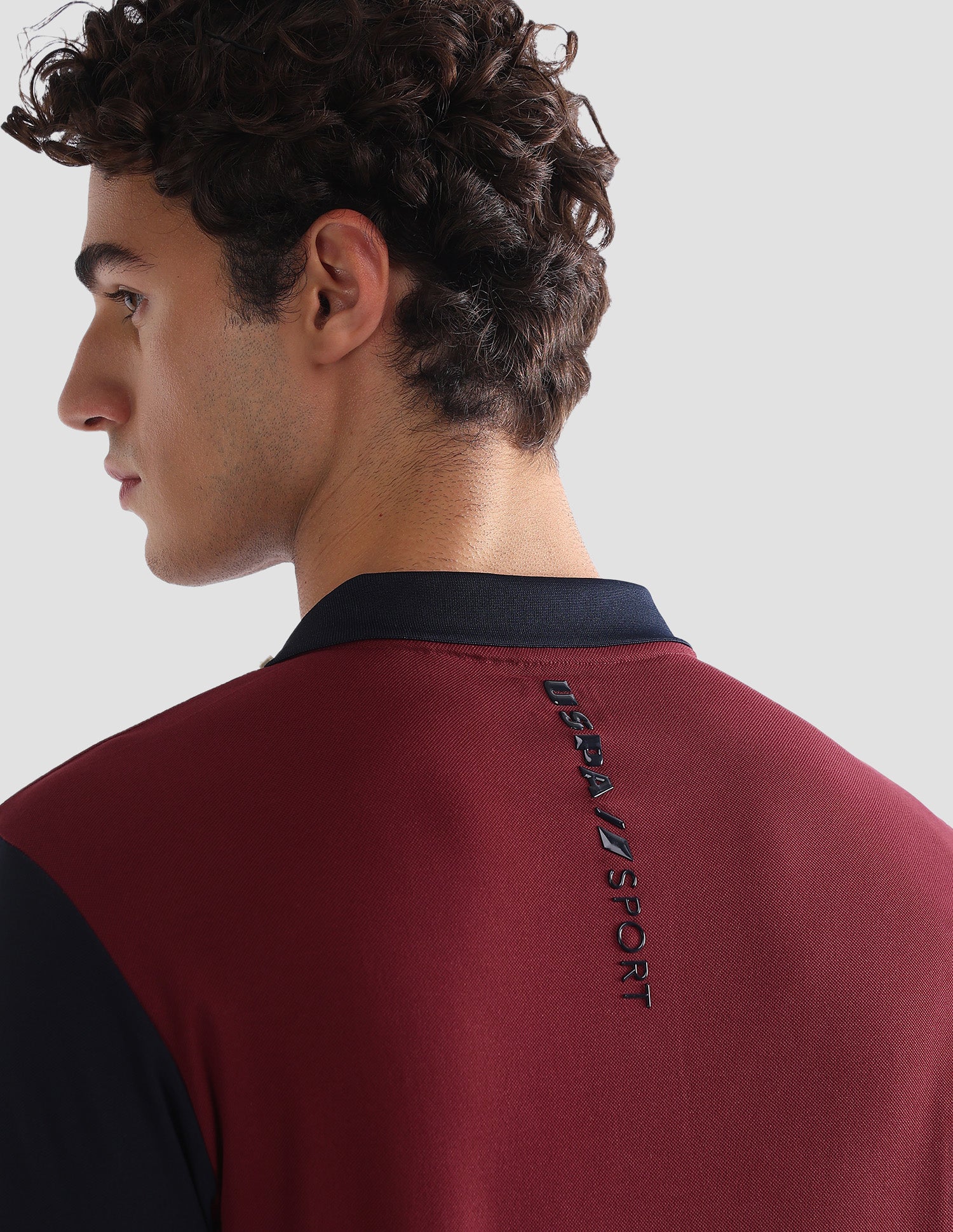Colourblocked Slim Fit Active Polo Shirt Maroon - U.S. Polo Assn. India | Large