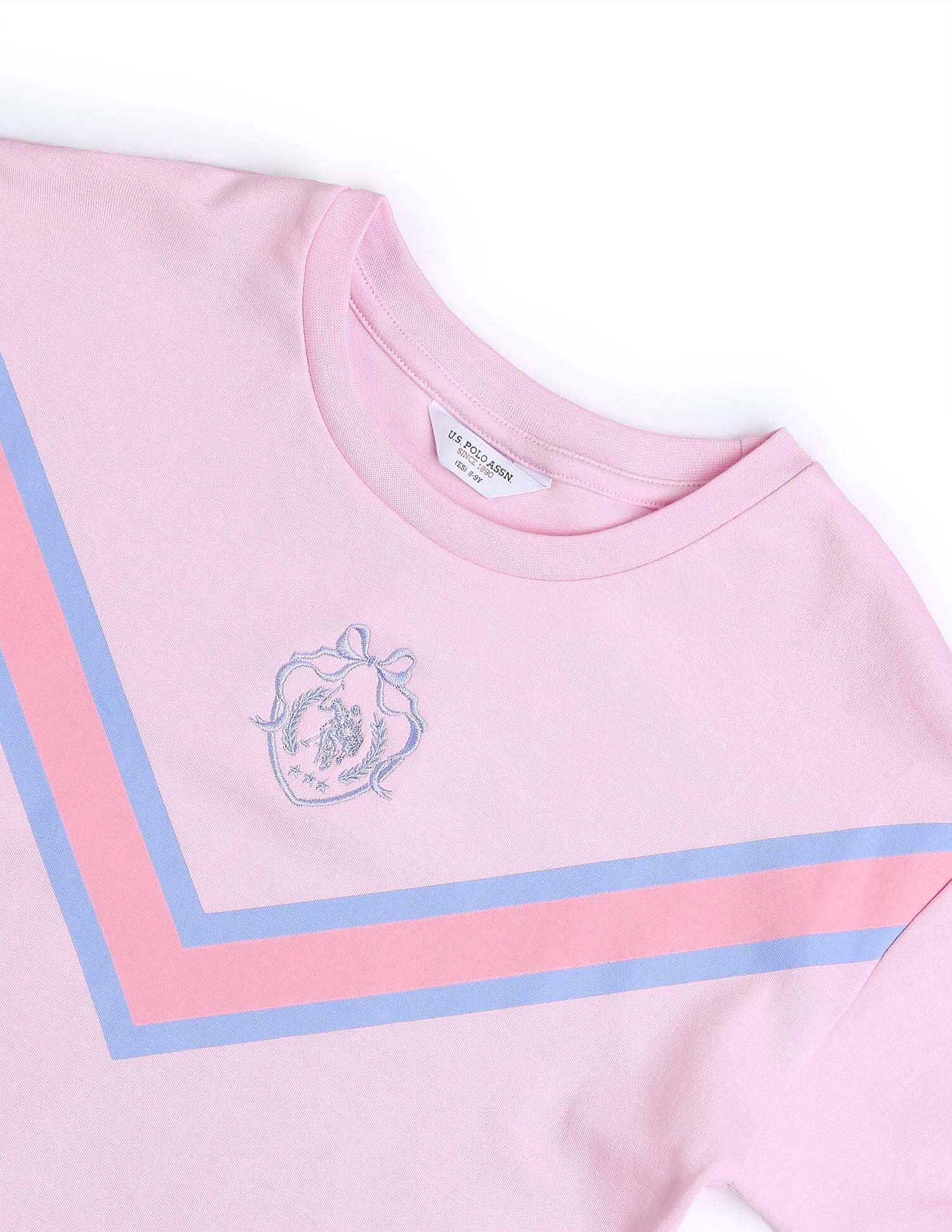 Girls Varsity Style Brand Embroidered T-Shirt Light Pink - U.S. POLO ASSN. | Large