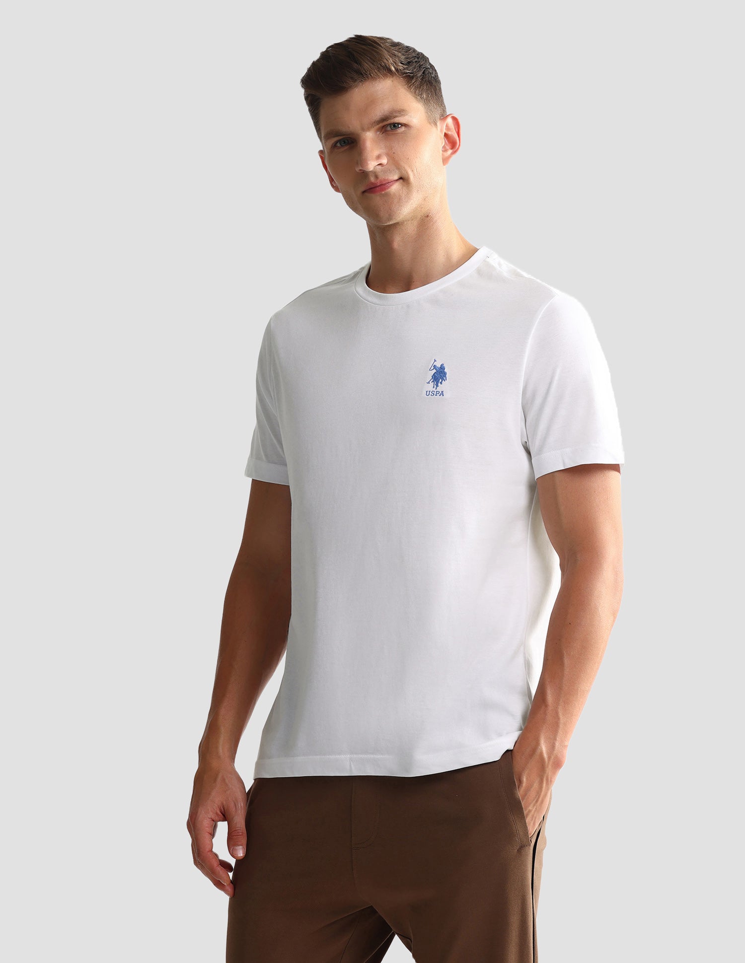 Tonal Logo Cotton 1633 Lounge T-Shirt - Pack Of 2 Blue Mel and White - U.S. POLO ASSN. | Large