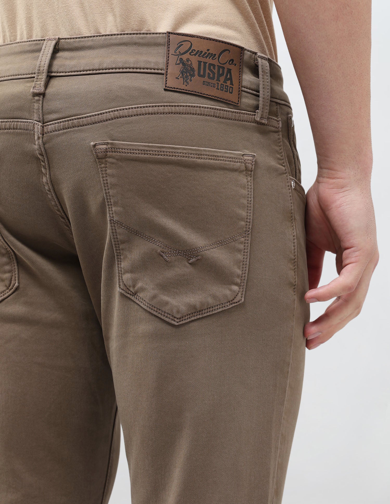 Brandon Slim Tapered Fit Mid Rise Jeans Brown - U.S. POLO ASSN. | Large