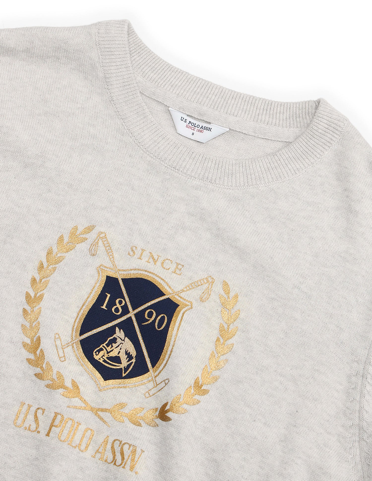 Crest Logo Regular Fit Sweater Off White - U.S. POLO ASSN. | Large