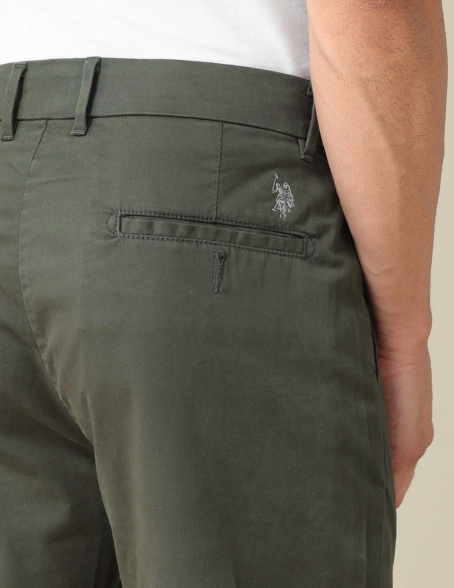Austin Slim Fit Dobby Trousers Dark Olive - U.S. POLO ASSN. | Large