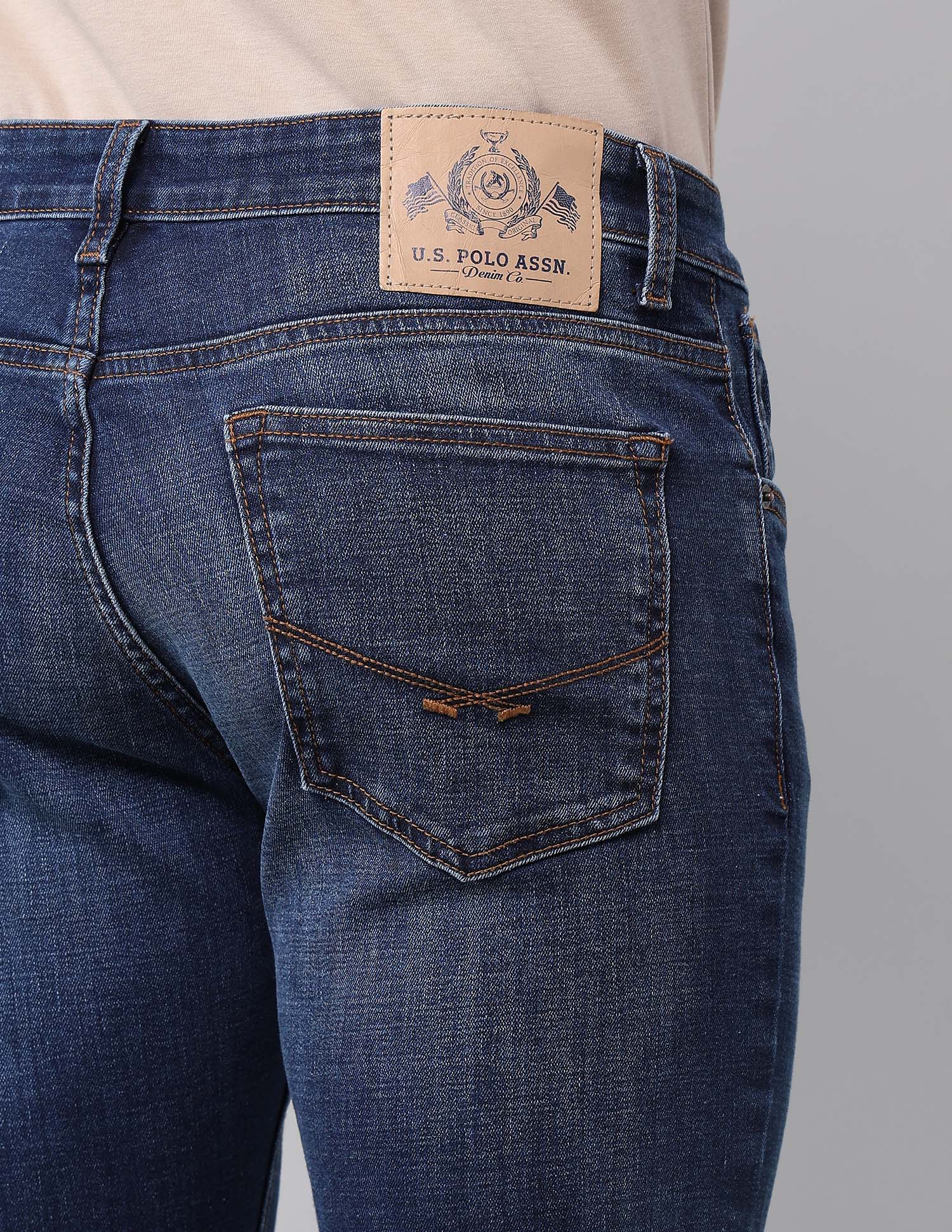 Brandon Slim Tapered Fit Blue Jeans Med Blue - U.S. POLO ASSN. | Large