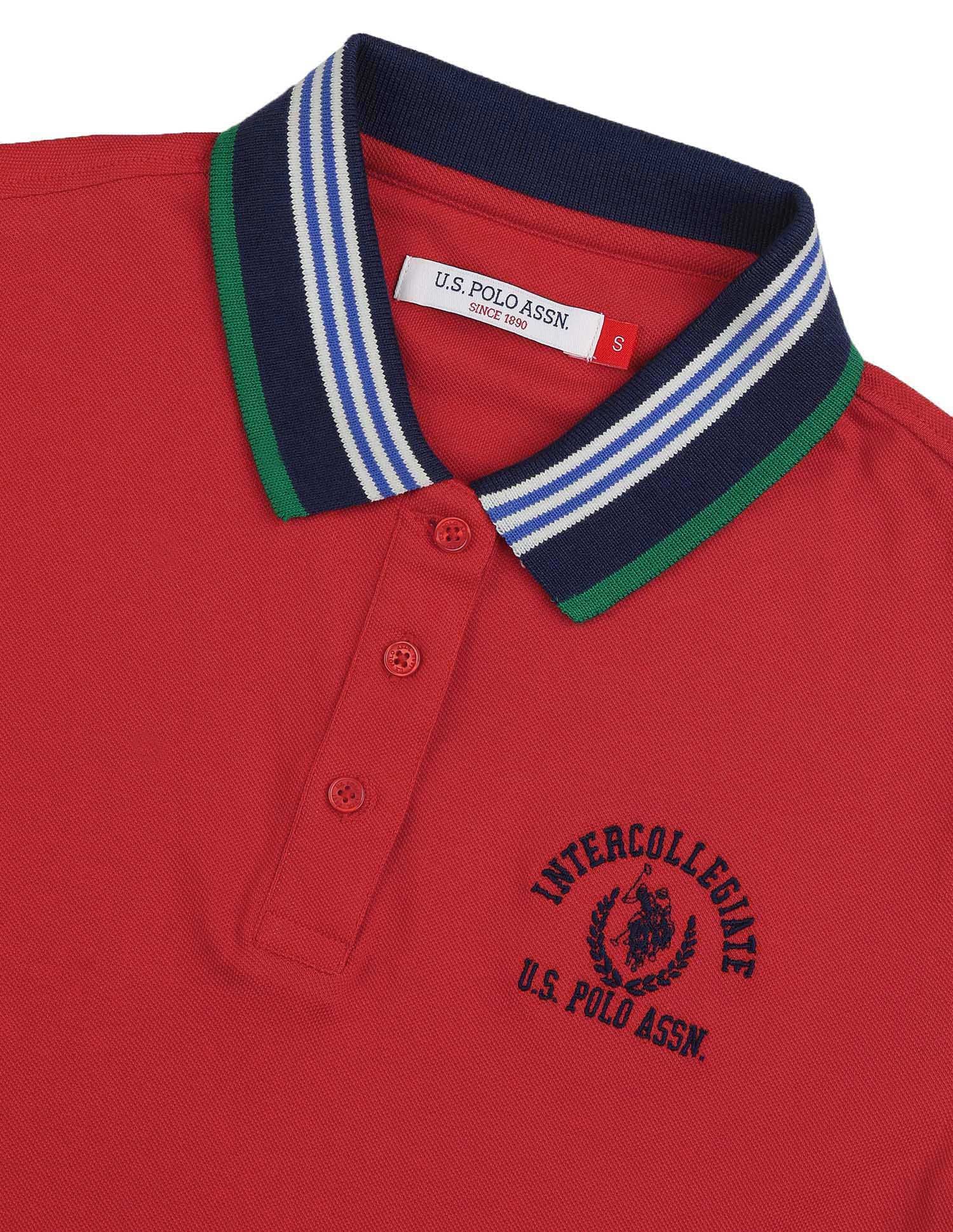 Tipped Collar Boxy Fit Polo Shirt Red - U.S. POLO ASSN. | Large