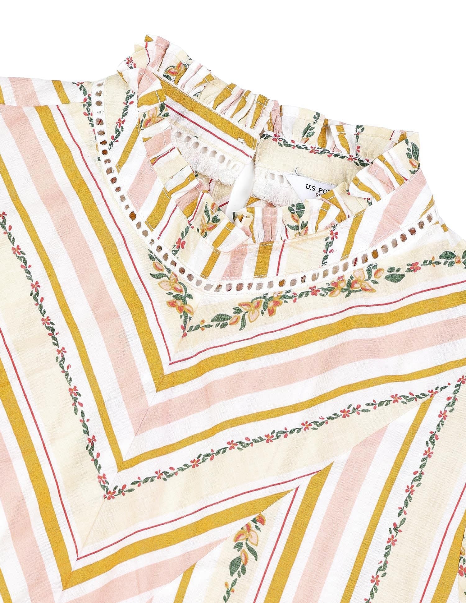 Ruffle Neck Striped Top Multi-colour - U.S. Polo Assn. India | Large