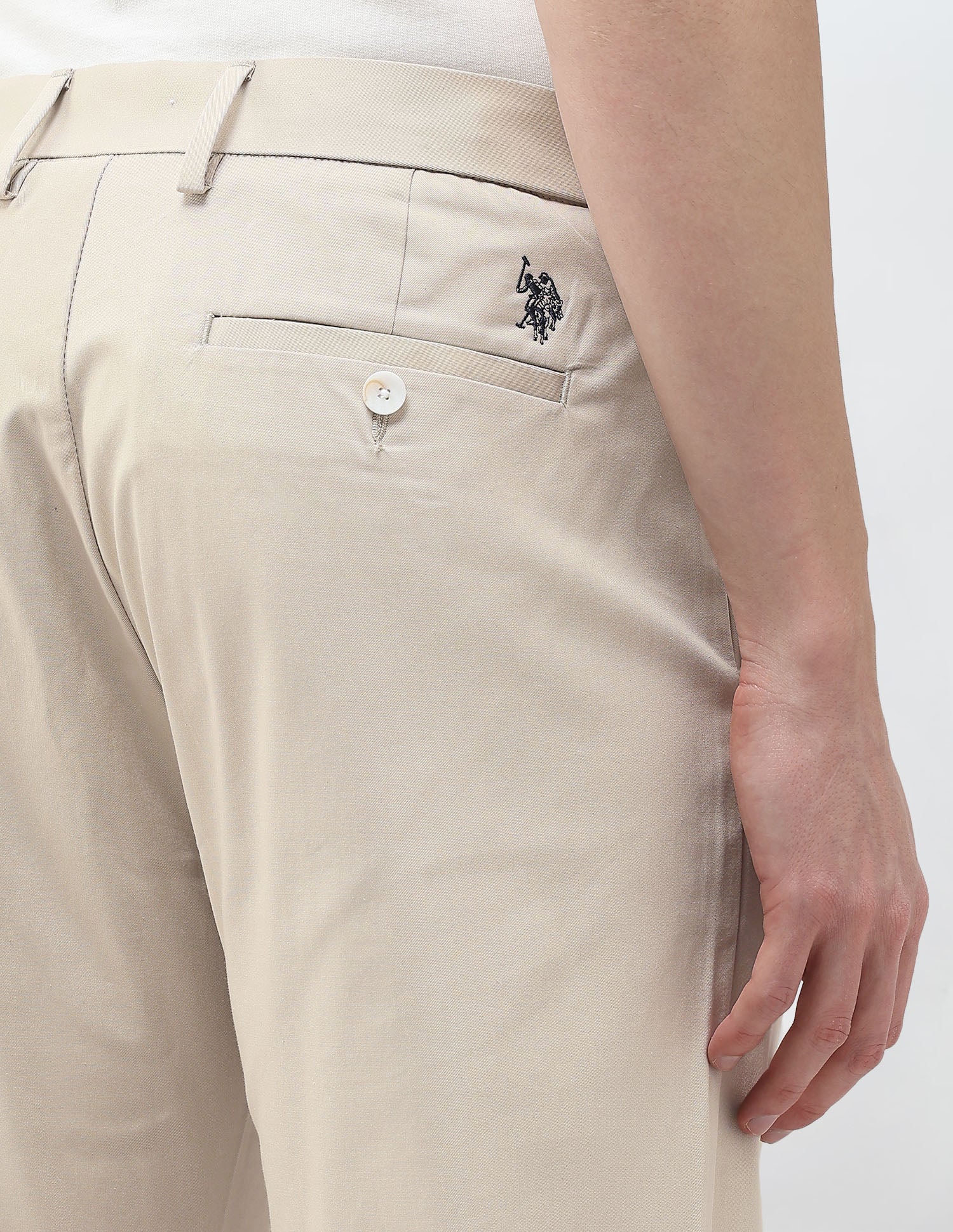 Riley Straight Fit Twill Trousers Beige - U.S. Polo Assn. India | Large