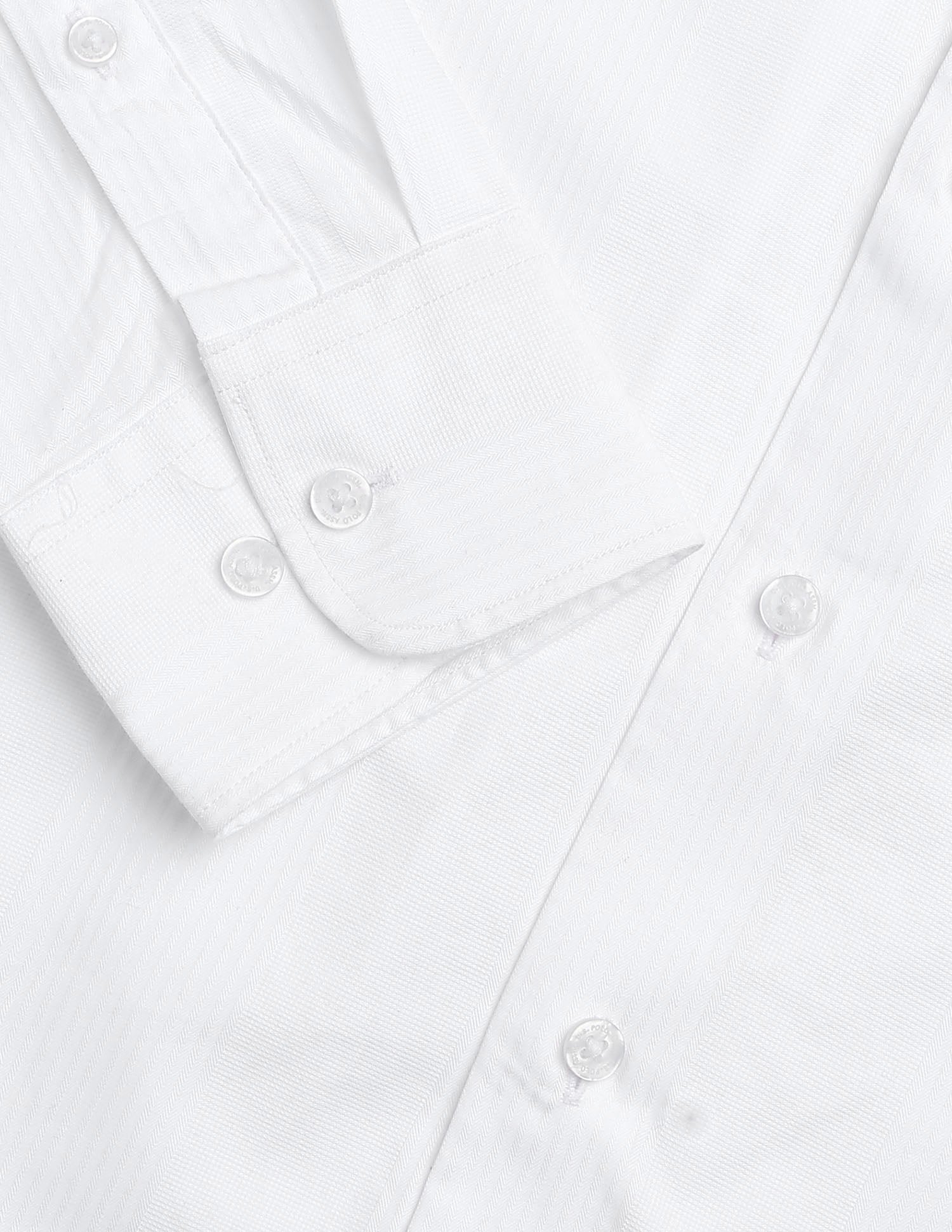 Tailored Fit Self Design Vertical Striped Shirt White - U.S. POLO ASSN. | Large