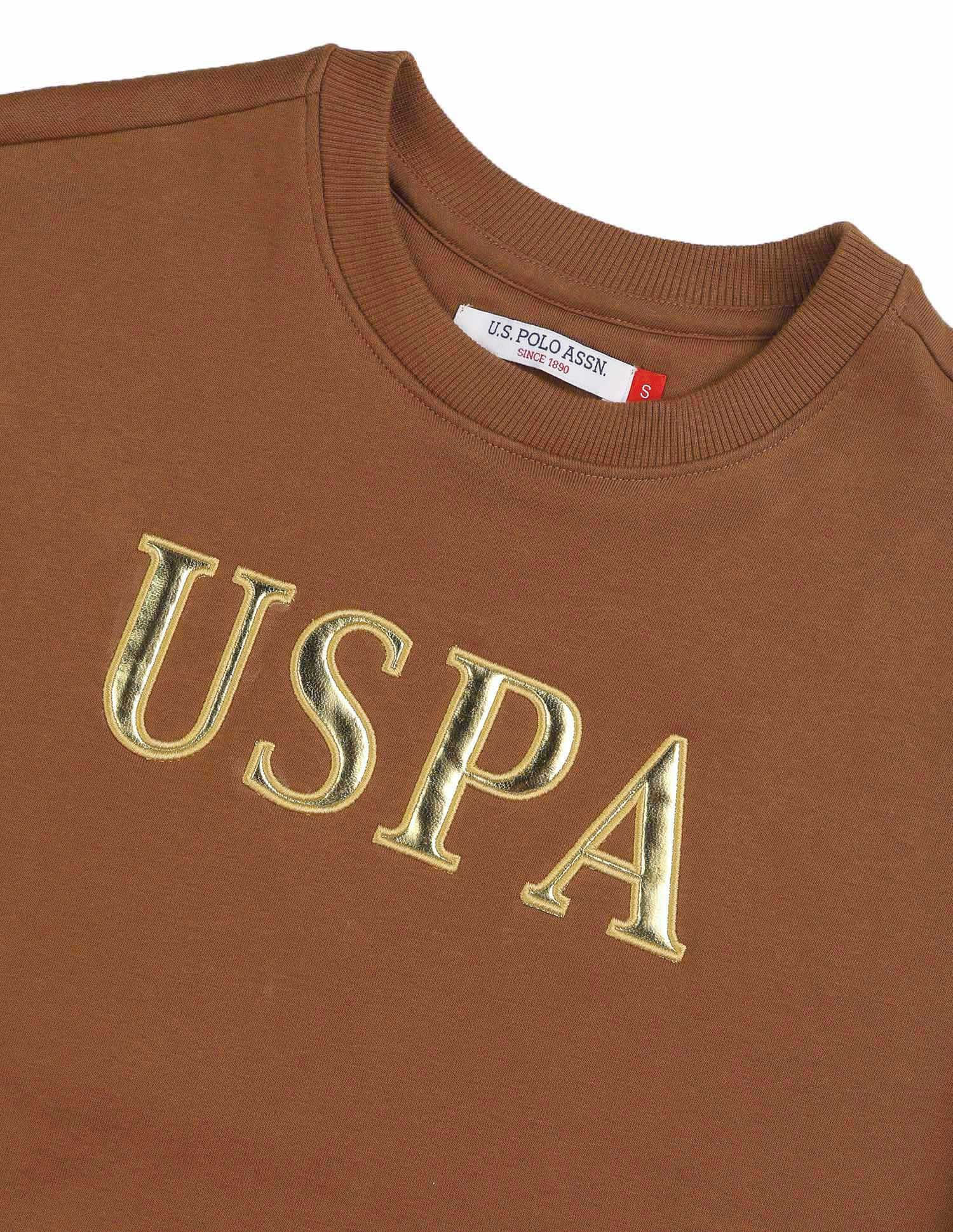 Brand Printed Loose Fit Sweatshirt Brown - U.S. POLO ASSN. | Large