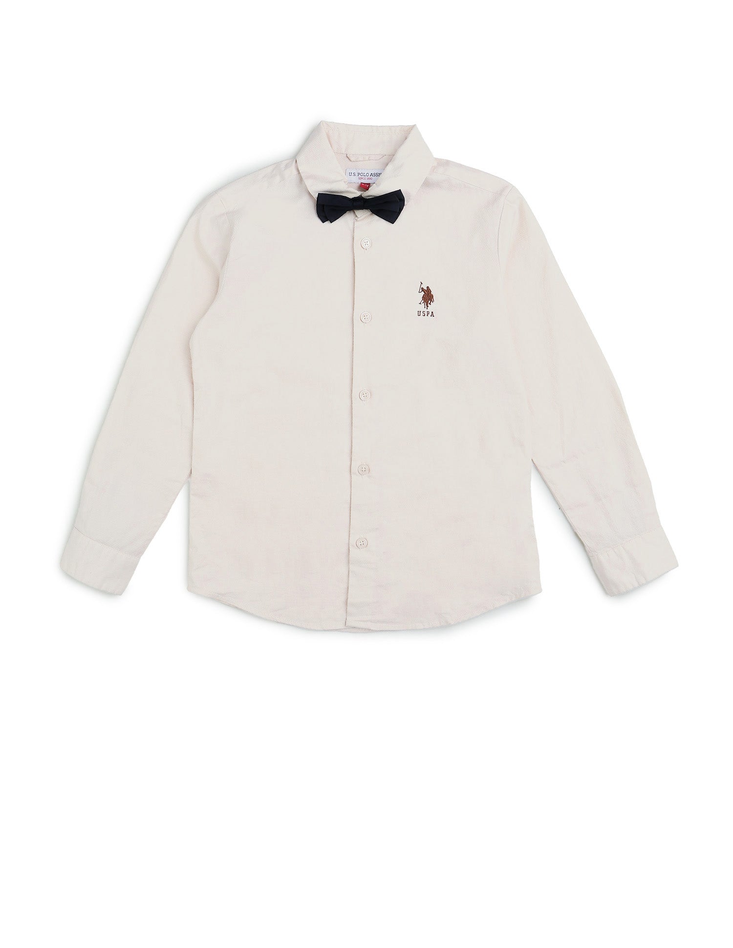 Boys Textured Dobby Shirt Ivory - U.S. POLO ASSN. | Large