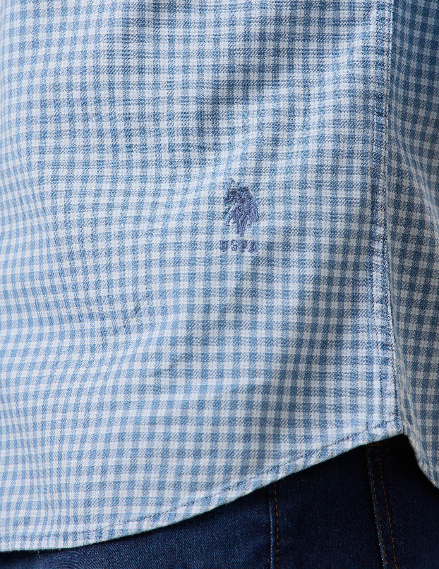 Gingham Checked Regular Fit Shirt Dark Indigo - U.S. Polo Assn. India | Large