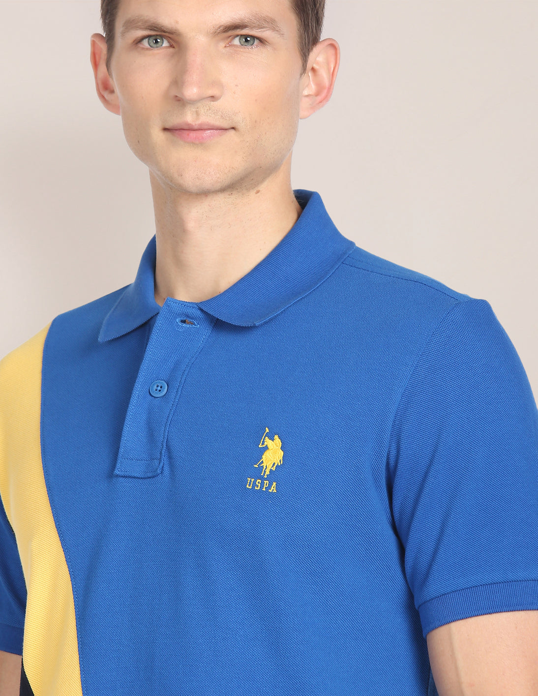 Colour Block Cotton Polo Shirt Blue - U.S. Polo Assn. India | Large