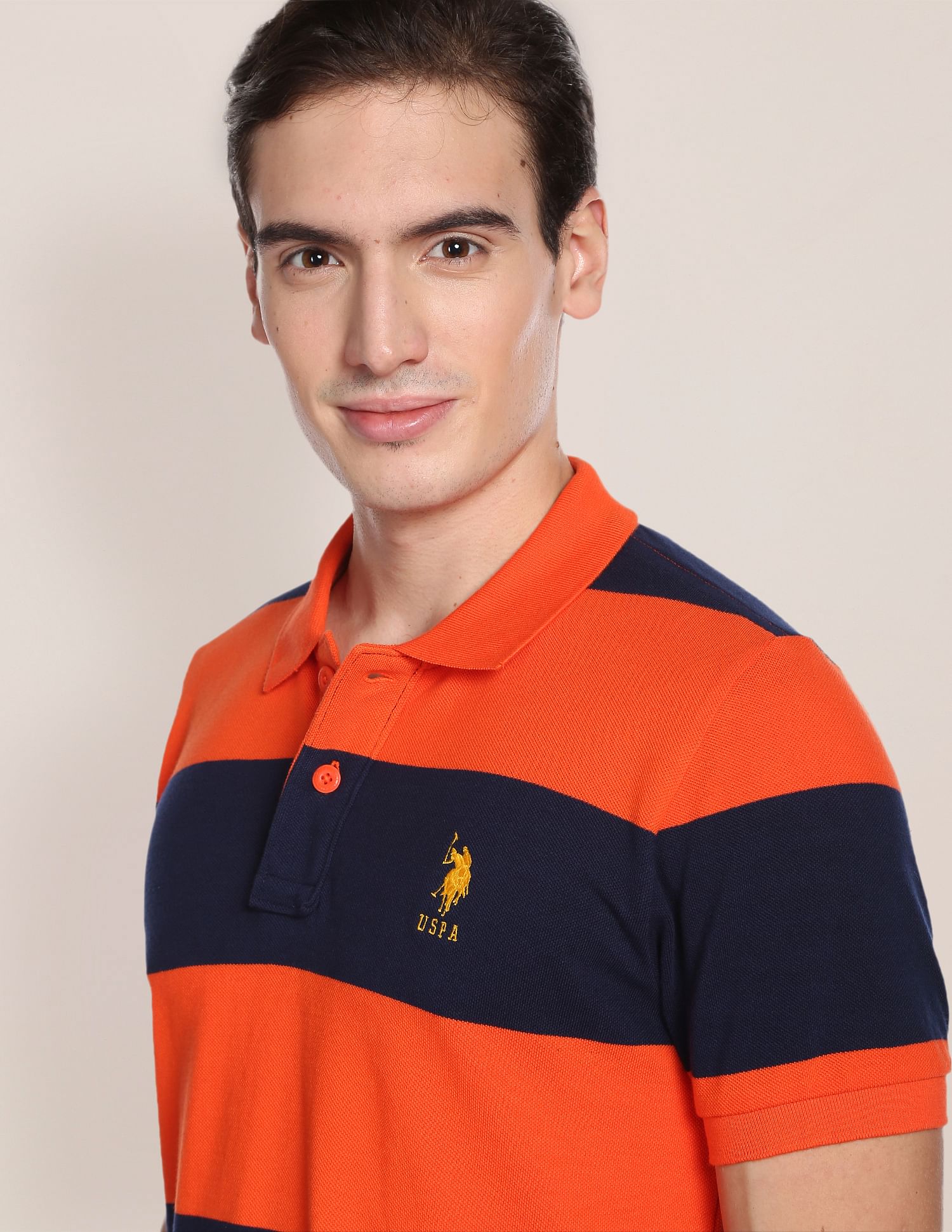 Slim Fit Rugby Polo Shirt Orange - U.S. POLO ASSN. | Large