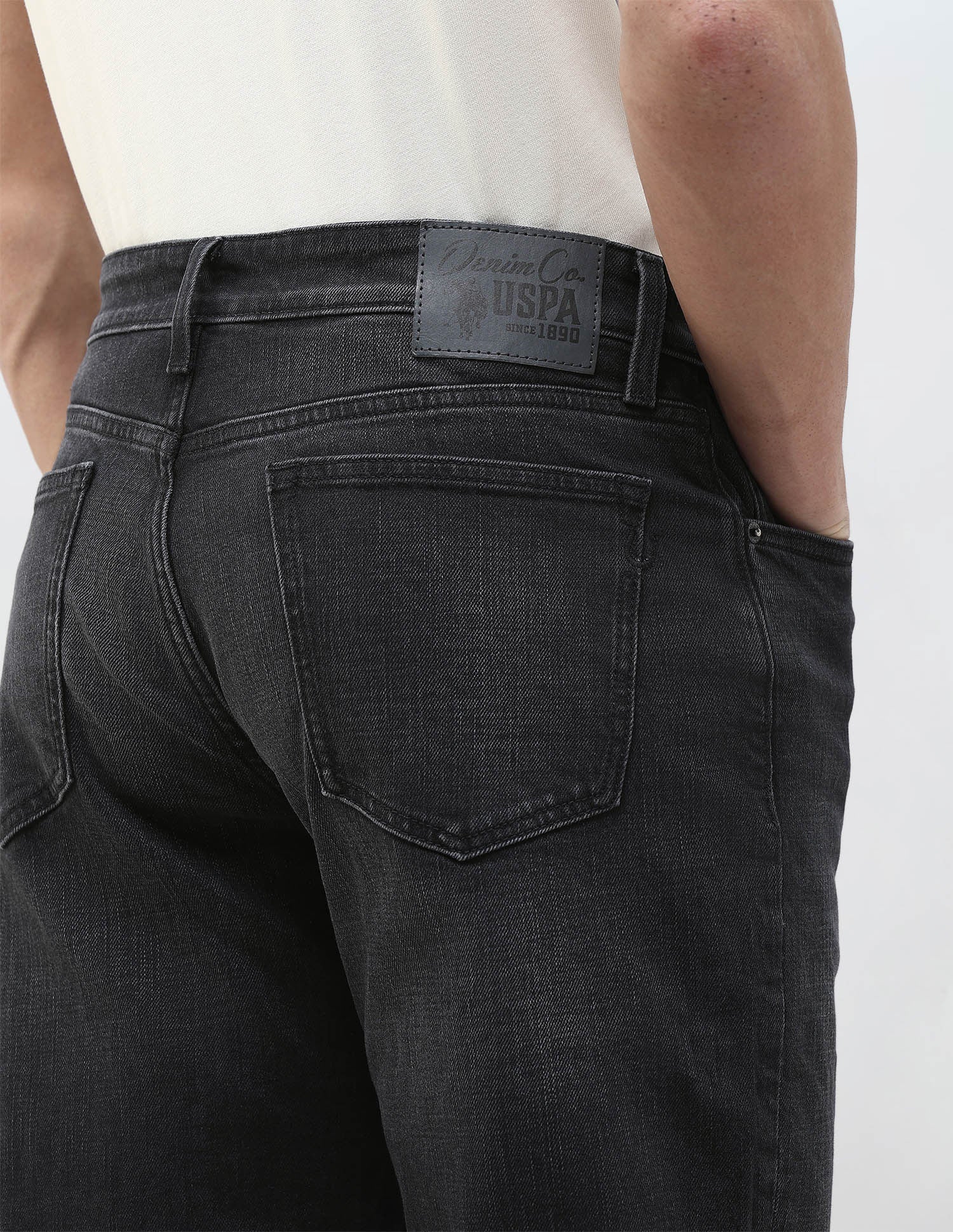 Shawn Relaxed Fit Black Jeans Washed Black - U.S. Polo Assn. India | Large