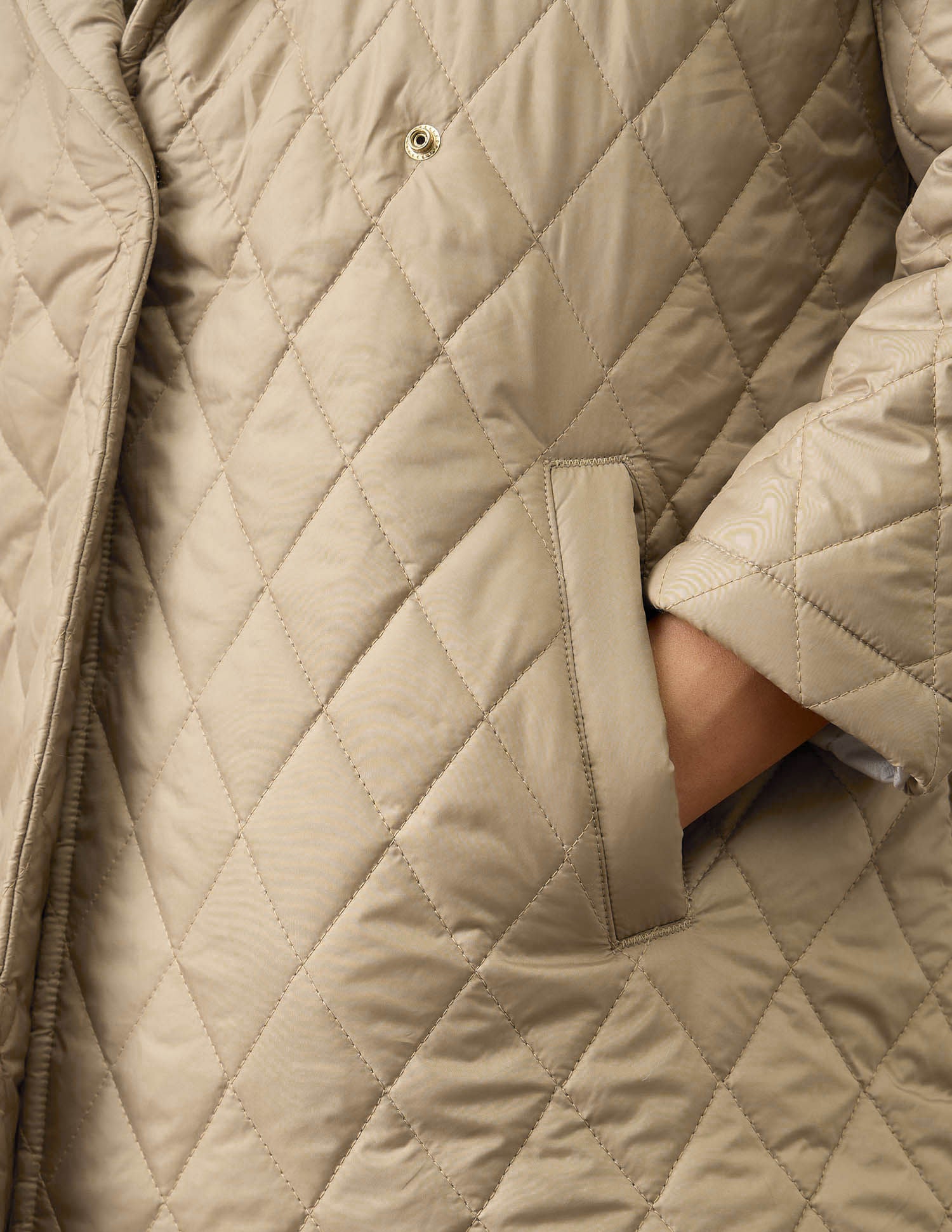 Solid Longline Qulited Jacket Beige - U.S. POLO ASSN. | Large