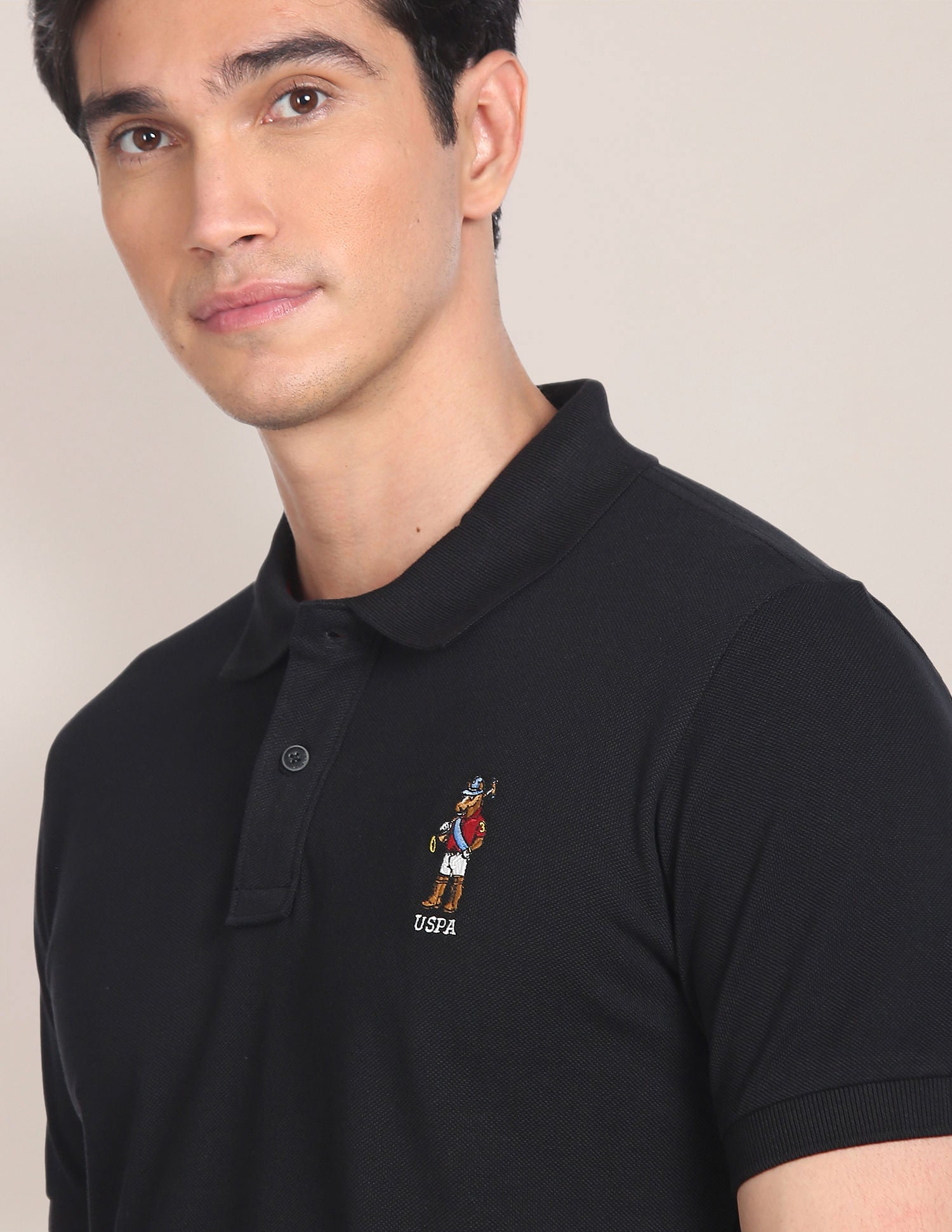 Cotton Mascot Polo Shirt Black - U.S. Polo Assn. India | Large