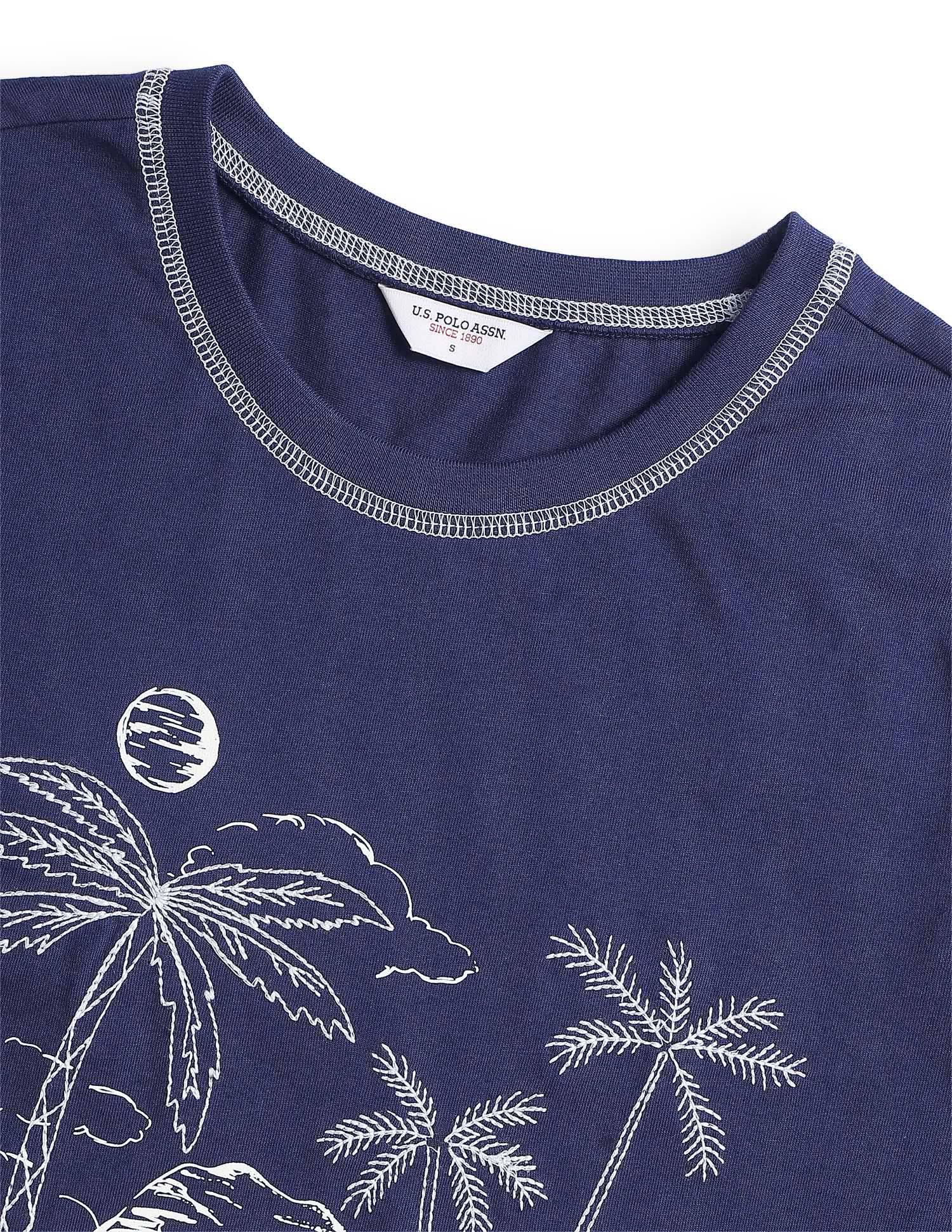 Digital Graphic Printed Regular Fit T-Shirt Navy - U.S. Polo Assn. India | Large