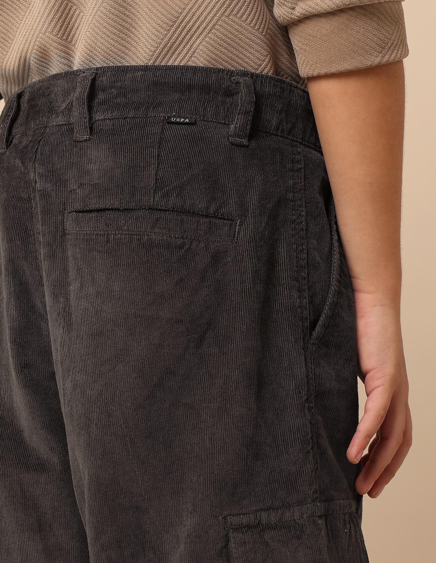 Boys Solid Corduroy Cargo Olive - U.S. POLO ASSN. | Large