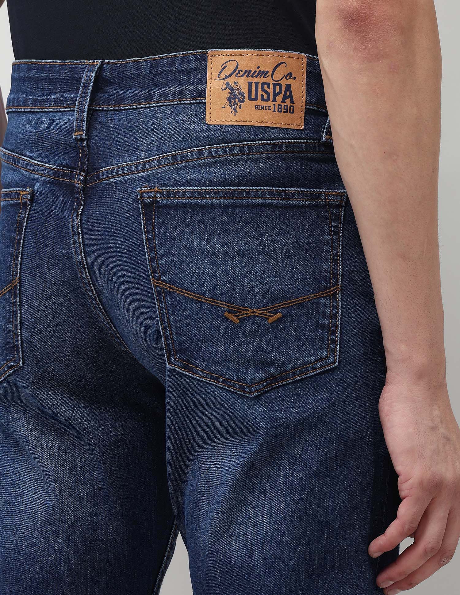 Brandon Slim Tapered Fit Blue Jeans Med Blue - U.S. POLO ASSN. | Large