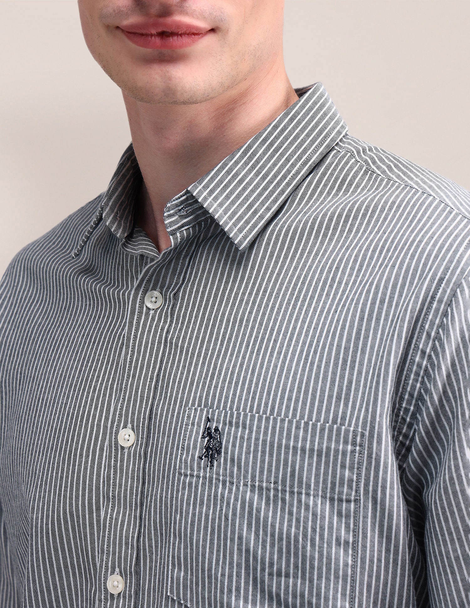 Regular Vertical Striped Shirt Navy - U.S. POLO ASSN. | Large