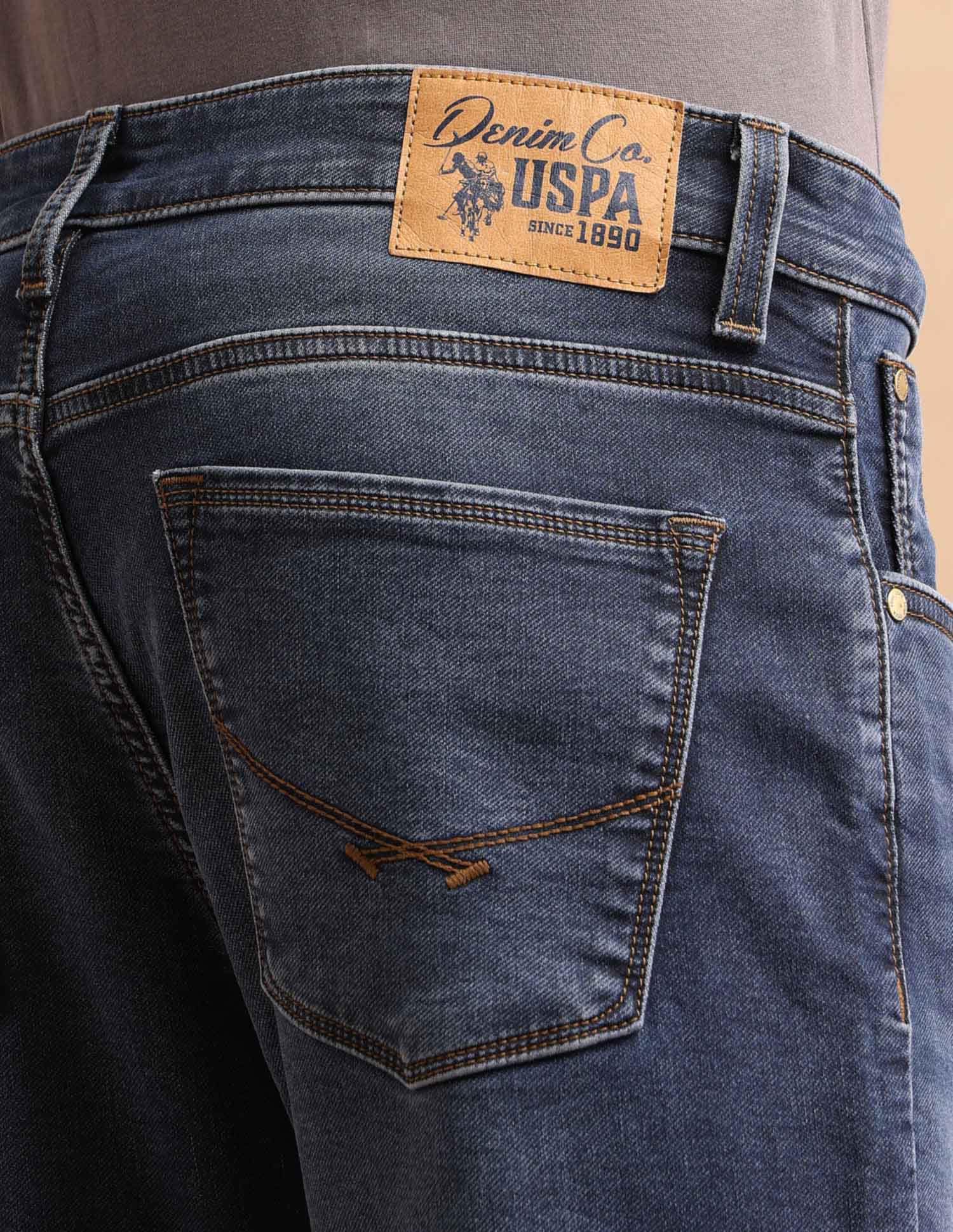 Cole Comfort Cropped Fit Blue Ultra Soft Jeans Mid Wash - U.S. Polo Assn. India | Large