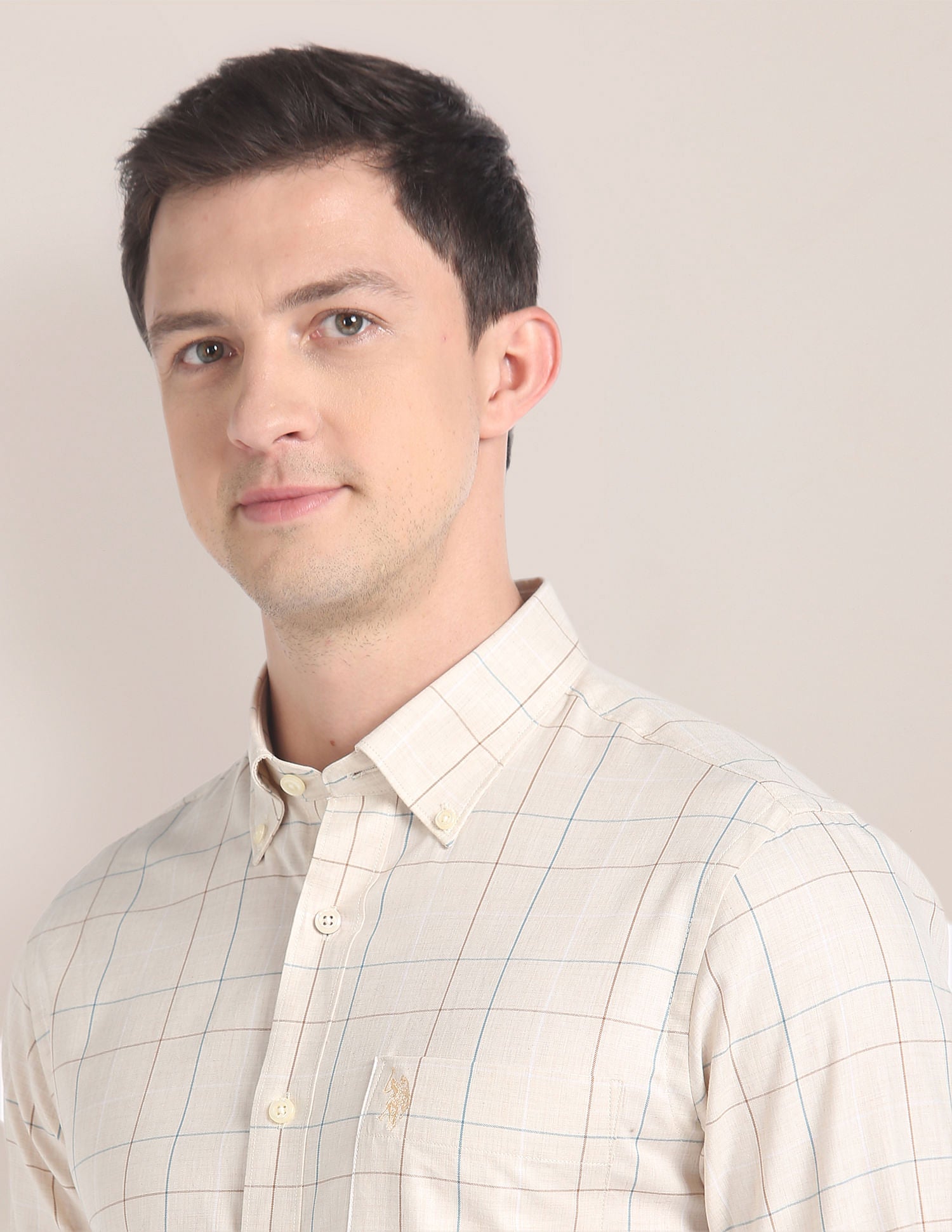 Twill Cotton Shirt Beige - U.S. Polo Assn. India | Large