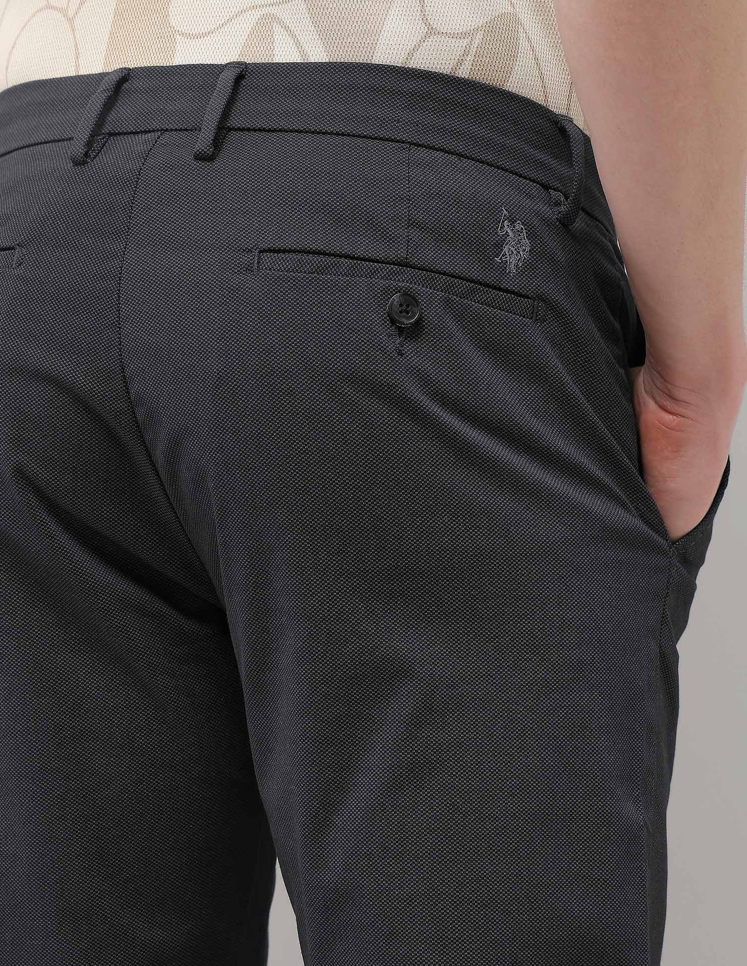 Mid Rise Riley Straight Fit Trousers Charcoal - U.S. Polo Assn. India | Large