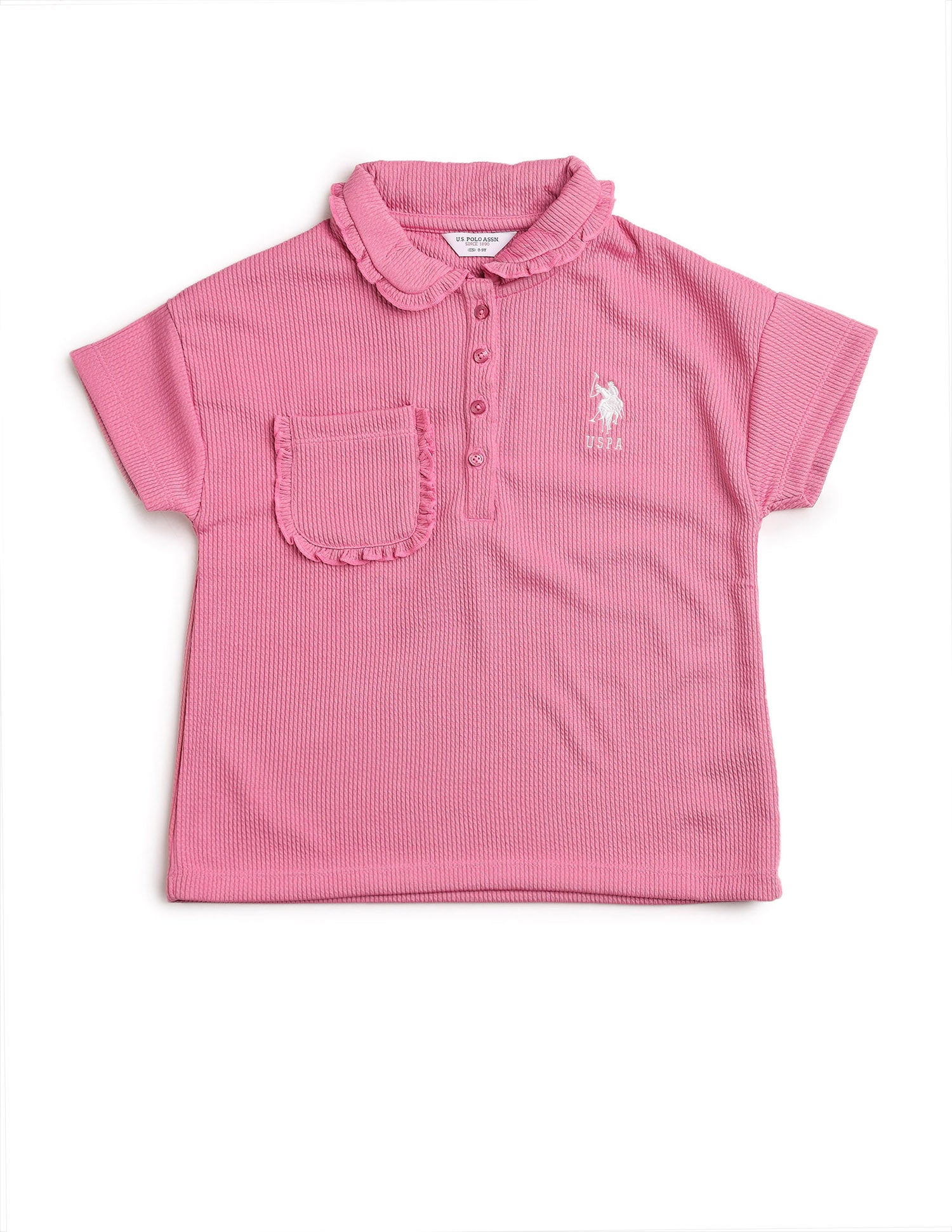 Girls Textured Boxy Fit Top Pink - U.S. POLO ASSN. | Large
