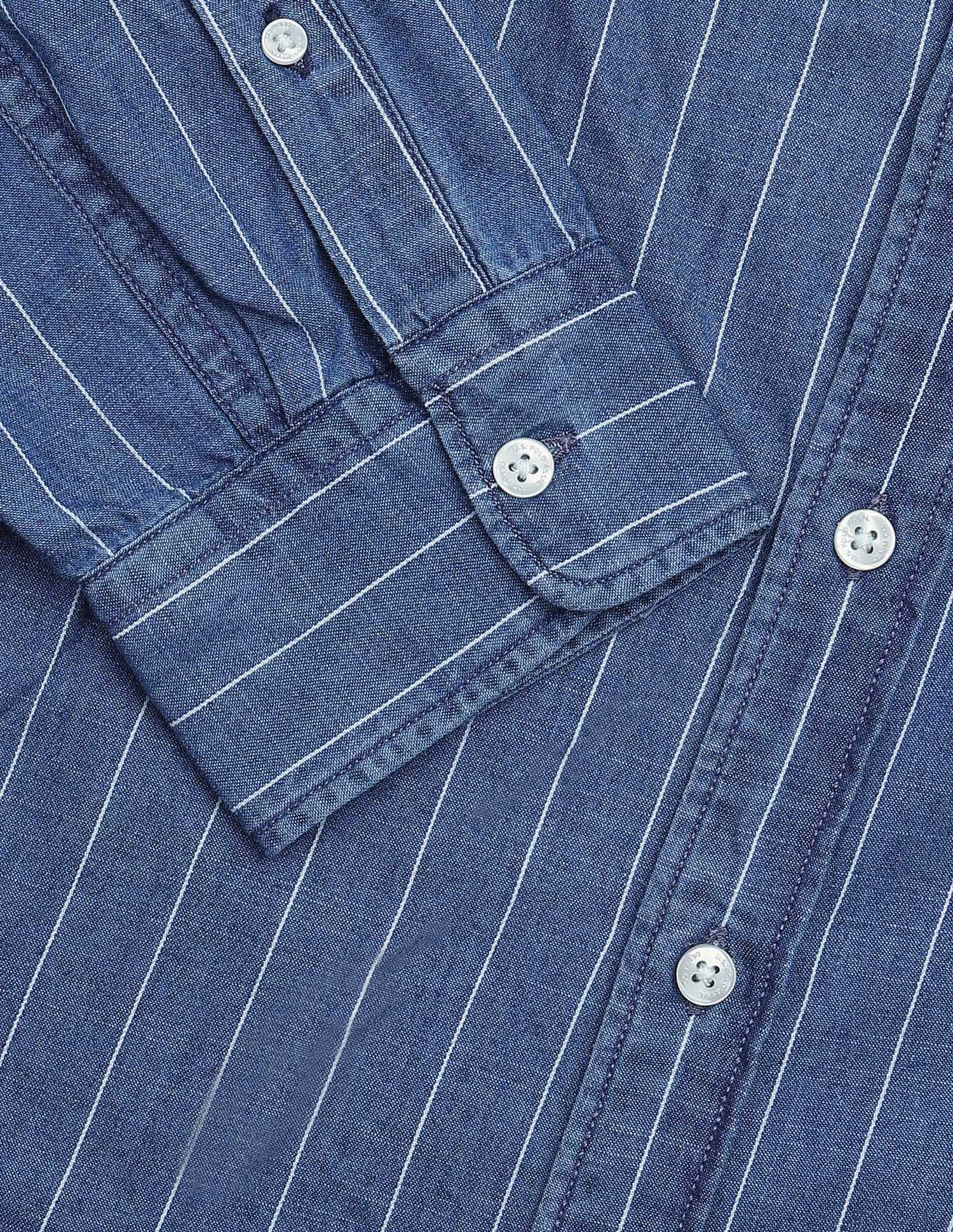 Vertical Striped Dobby Shirt Indigo - U.S. Polo Assn. India | Large