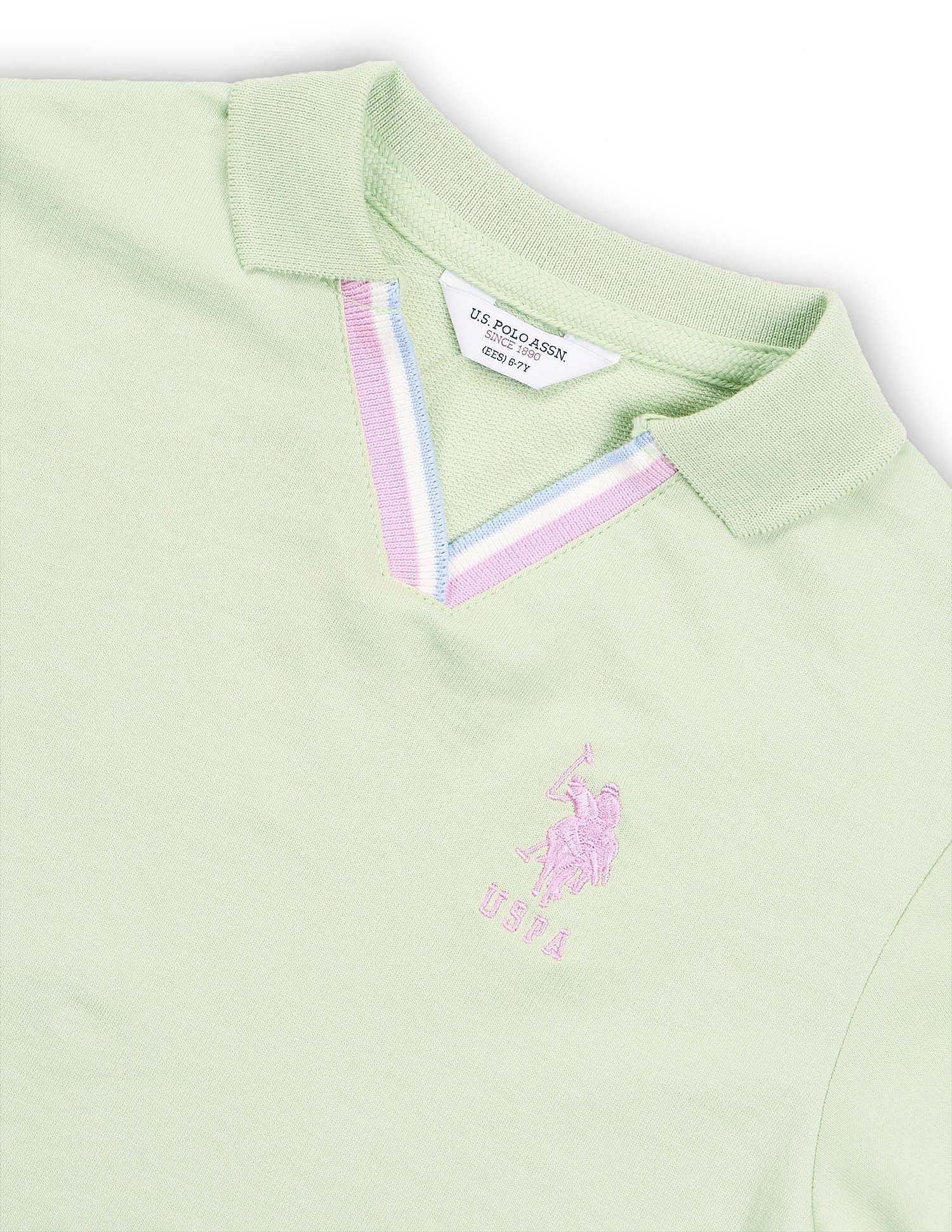 Girls Pure Cotton Solis Polo Shirt Light Green - U.S. POLO ASSN. | Large