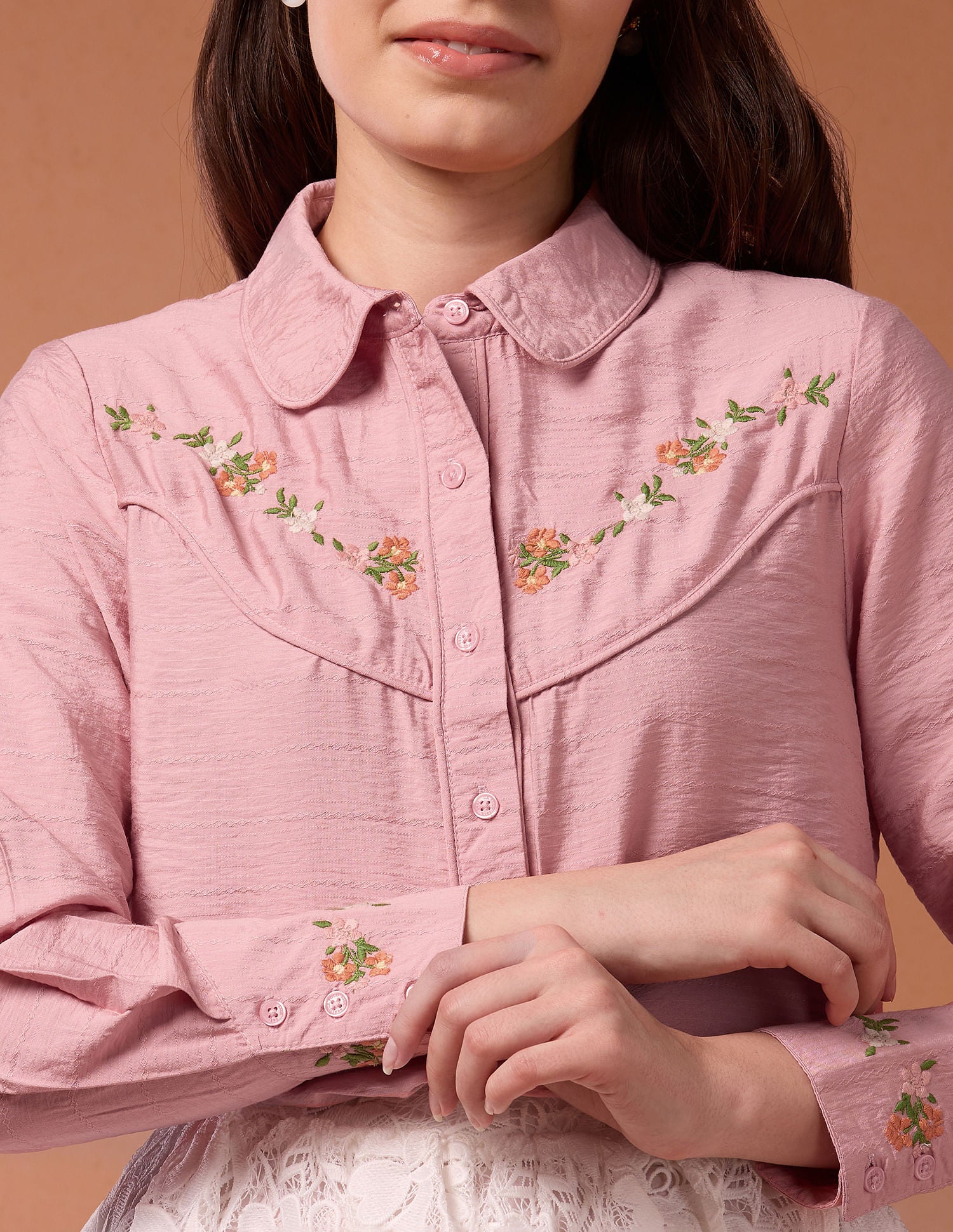 Embroidered Yoke Dobby Top Pink - U.S. Polo Assn. India | Large