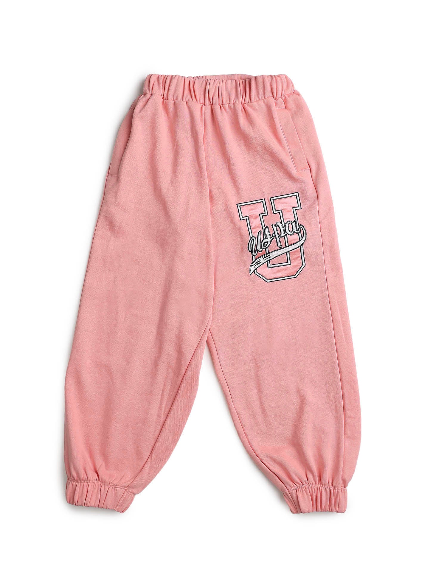 Girls Brand Embroidered Mid Rise Joggers Pink - U.S. POLO ASSN. | Large
