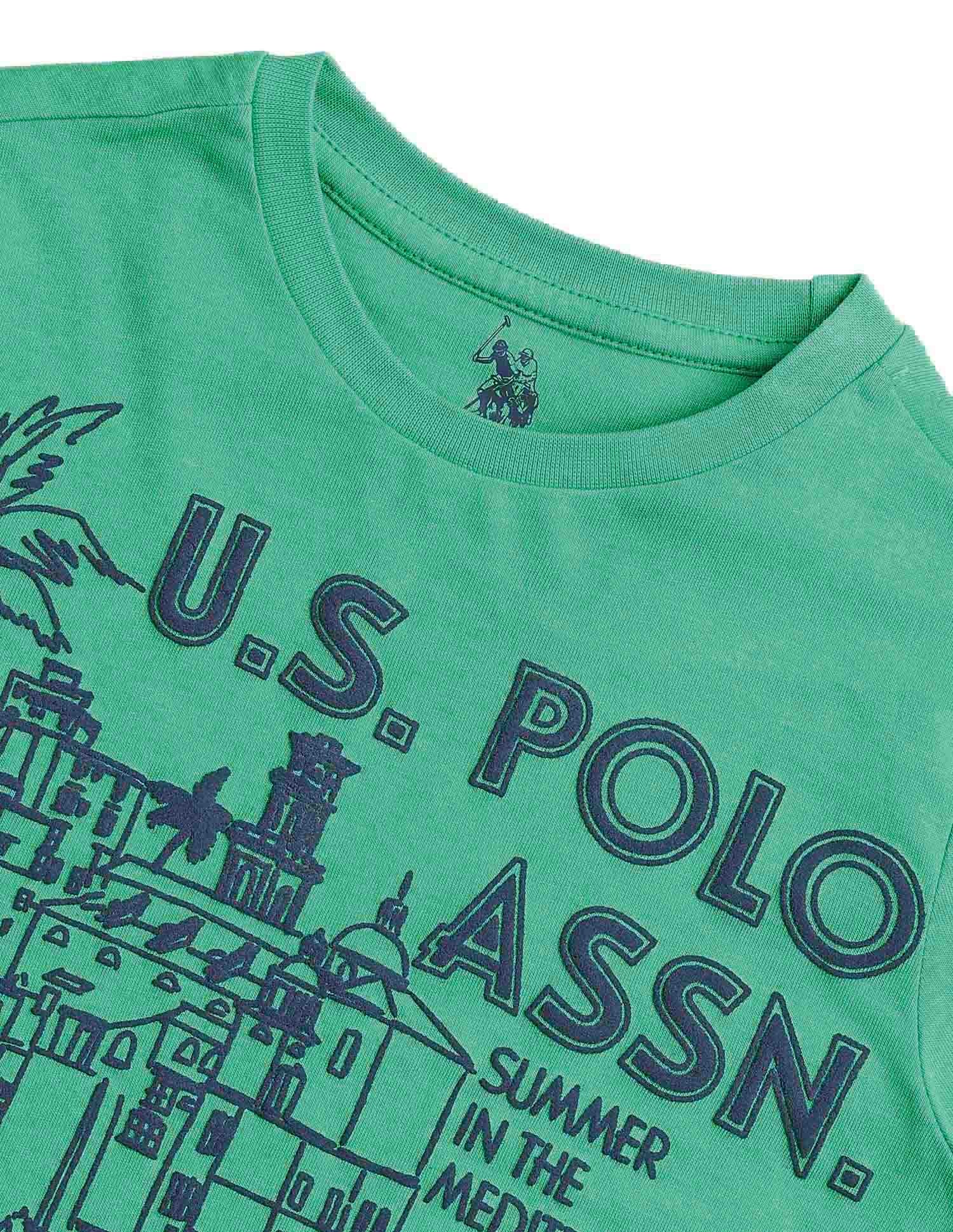 Boys Graphic Printed Regular Fit T-Shirt Dark Green - U.S. POLO ASSN. | Large